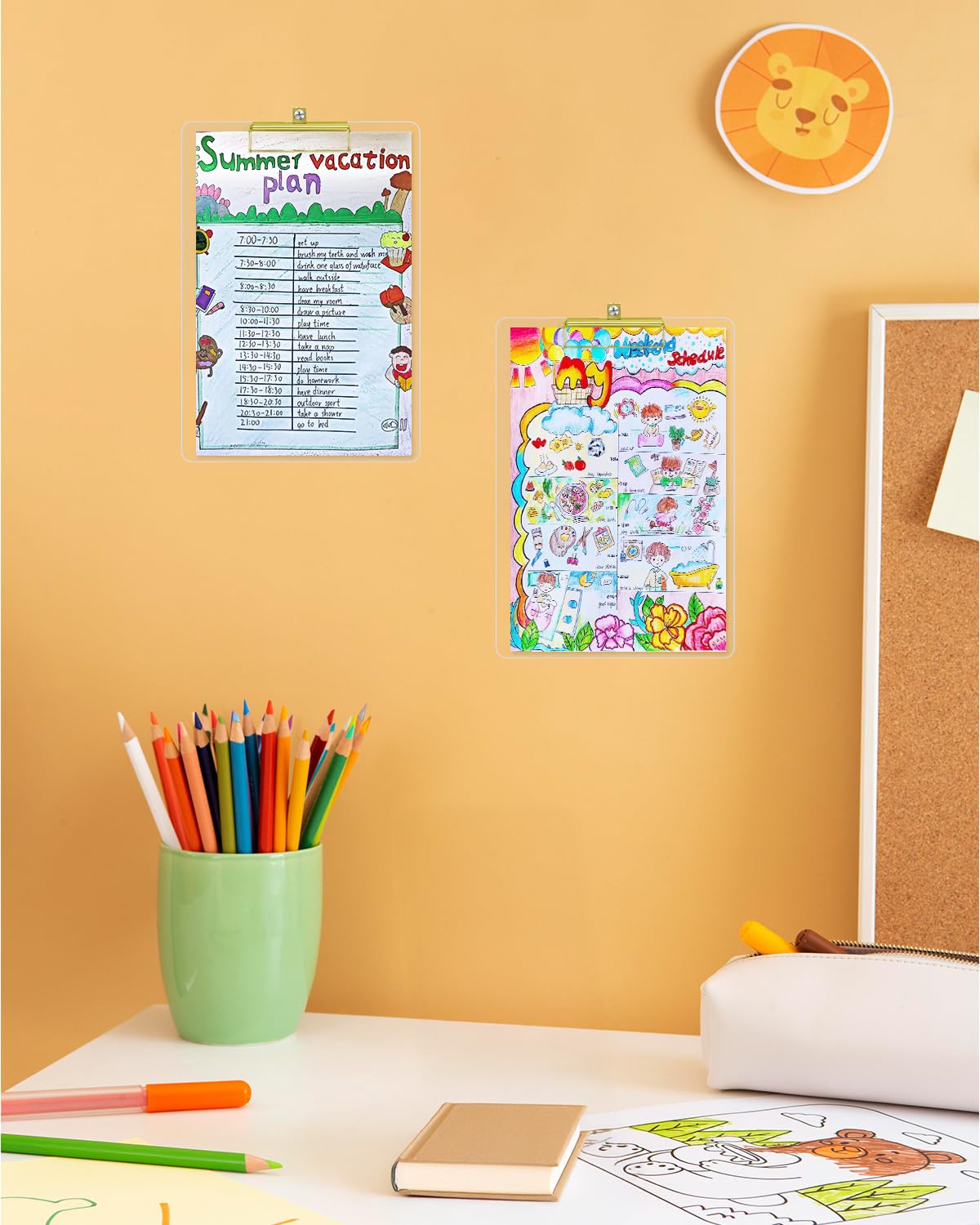 Honagu Portablocco in acrilico trasparente, in plastica trasparente con clip dorata, foro per appendere nascosto, formato A4, formato lettera, per infermieri, studenti d'arte, insegnanti, forniture