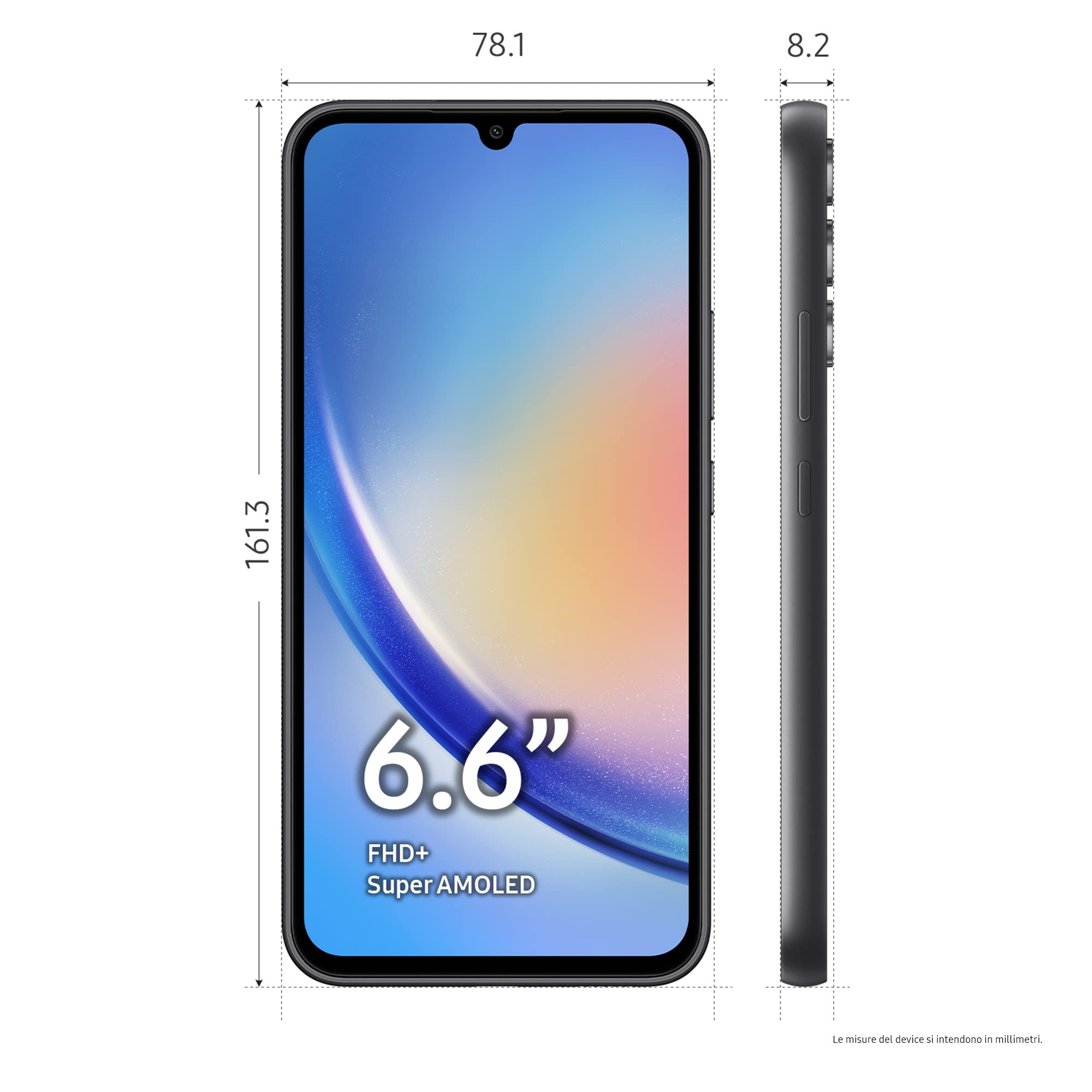 Samsung Galaxy A34 5G Smartphone Android, Display FHD+ Super AMOLED 6.6”, 8GB RAM e 256GB di memoria interna espandibile, Batteria 5.000 mAh, Awesome Graphite [Versione Italiana]