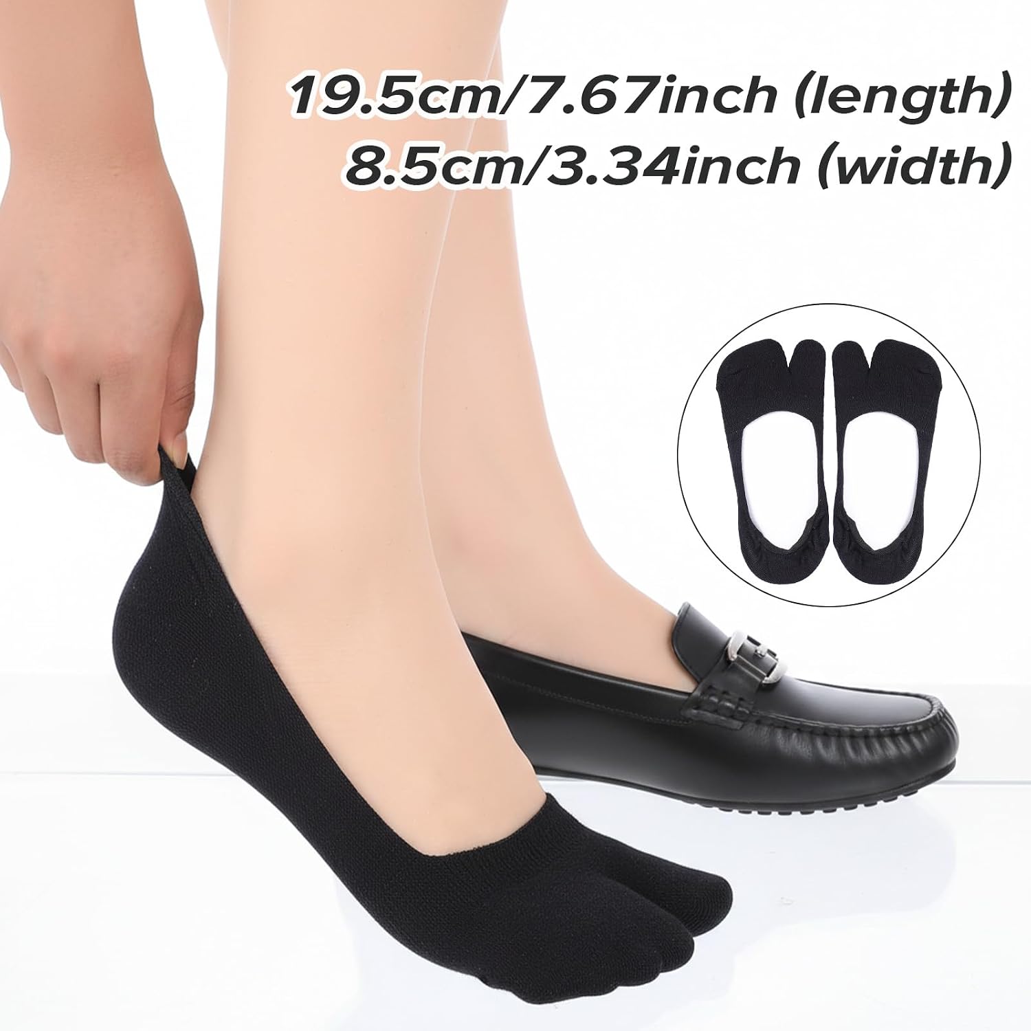 cobee 3Pairs Tabi Socks for Women, Tabi Sock, Split Toe Design Ice Silk No Show Flip Flop Socks Split Toe Non Slip Low Cut for Loafers Sandals