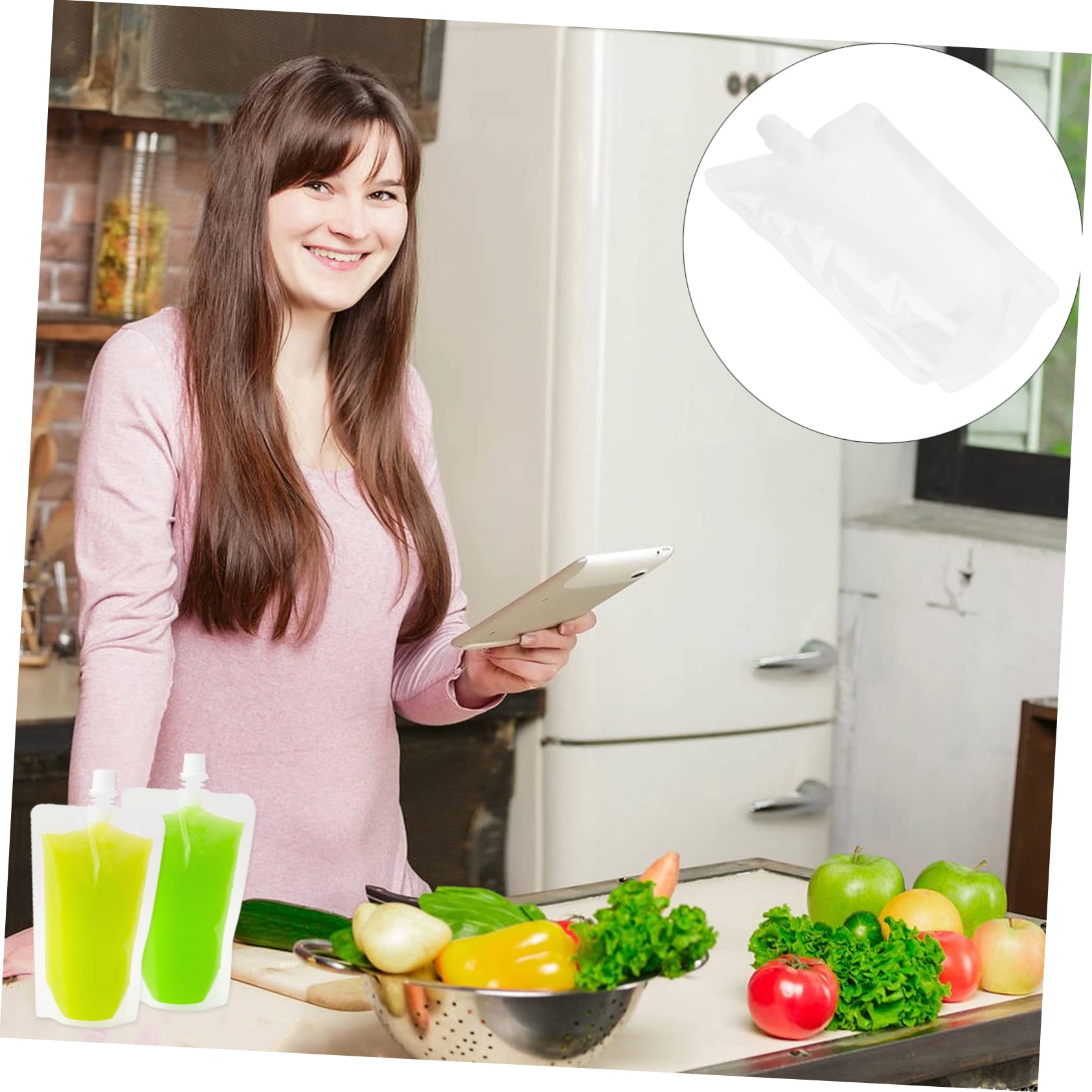 GRIRIW Plastic Flasks Liquor Pouch Beverage Flasks Bag Healthy Safe Plastic Drinks Reusable Washable Drink Pouches