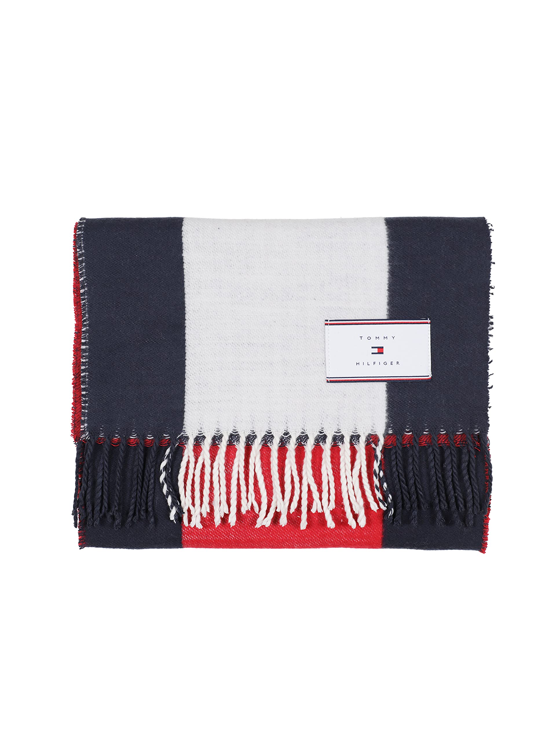 Tommy Hilfiger Men's Colorblock Yarn Scarf, Apple Red, One Size