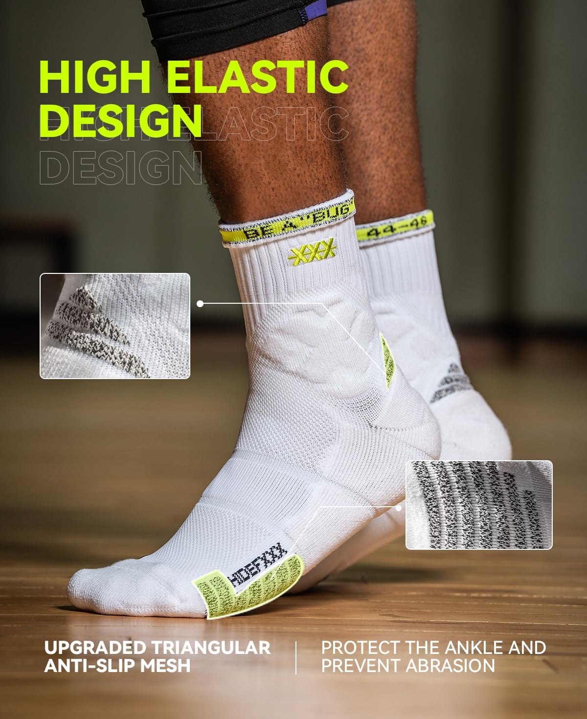 Basketball Socks for Men, Performance Cushioned Men's Athletic Ankle Socks, Player Edition Anti-Slip Sports Socks - Image 2