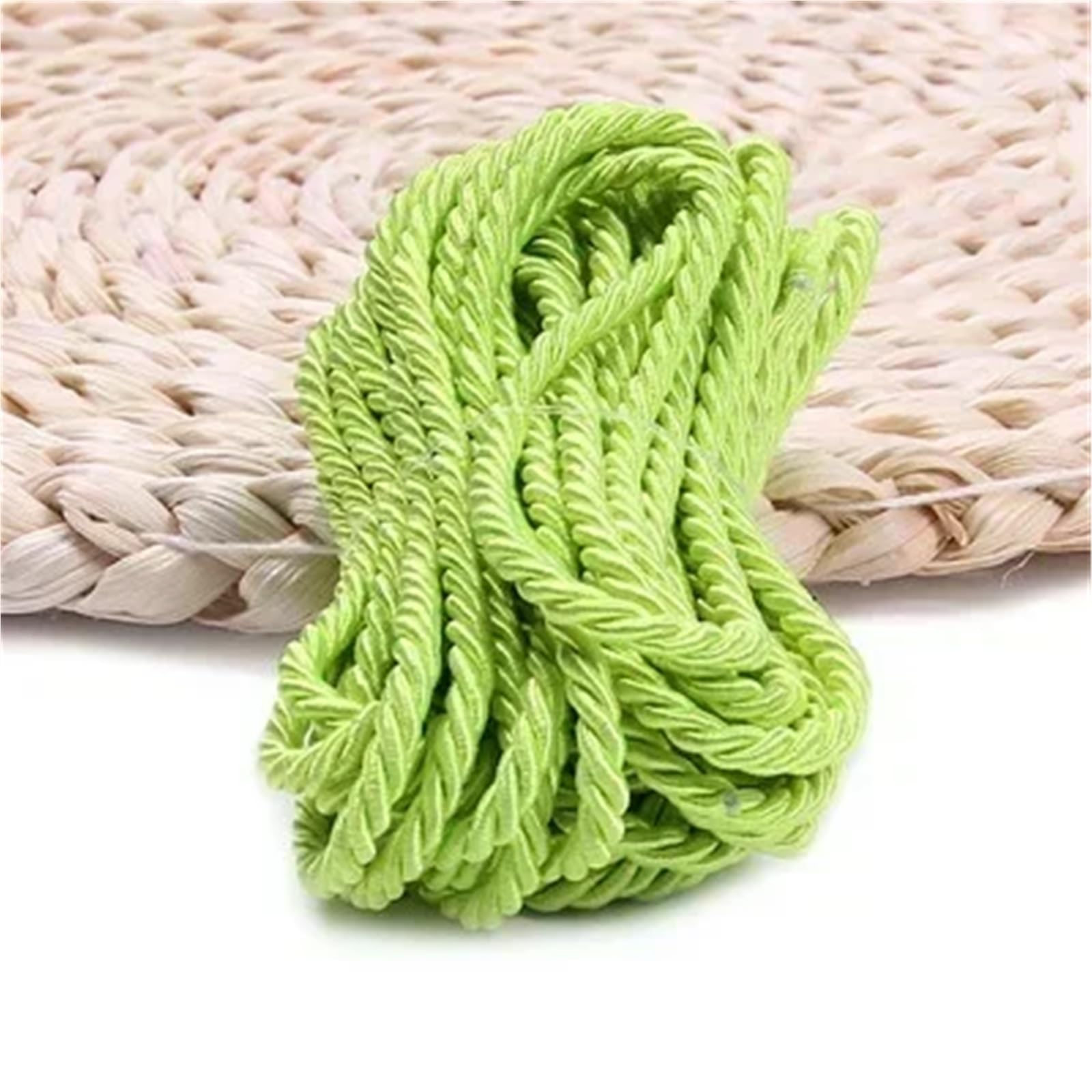 Polyester Rope 2Pcs 3 Shares Twisted Rope Polyester Braided Cords Garment Bag Strap Decor Ropes DIY Home Textile Sewing Accessories(Green)