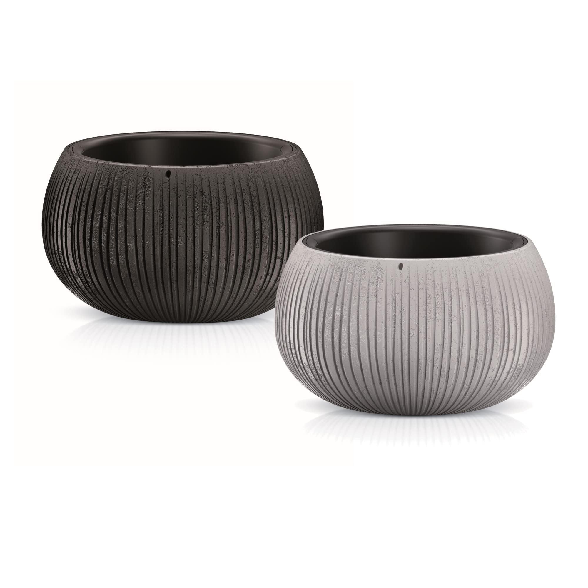 botle Hängender Blumentopf Betonimitation mit Wellendesign + Innentopf /37x22cm Anthrazit/Betonoptik Inkl. Einlegeboden Metall Haken Blumenkasten