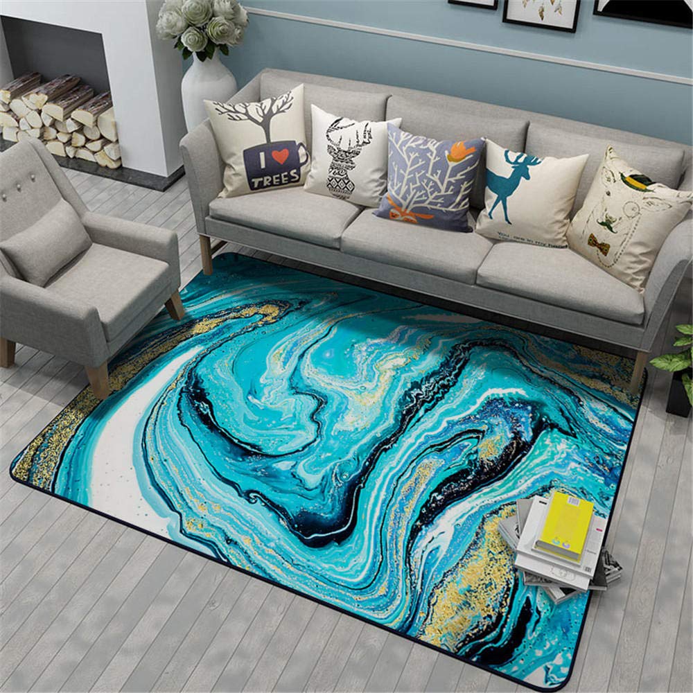 Grand tapis rectangulaire 100x160cm de chambre style peinture à l'huile