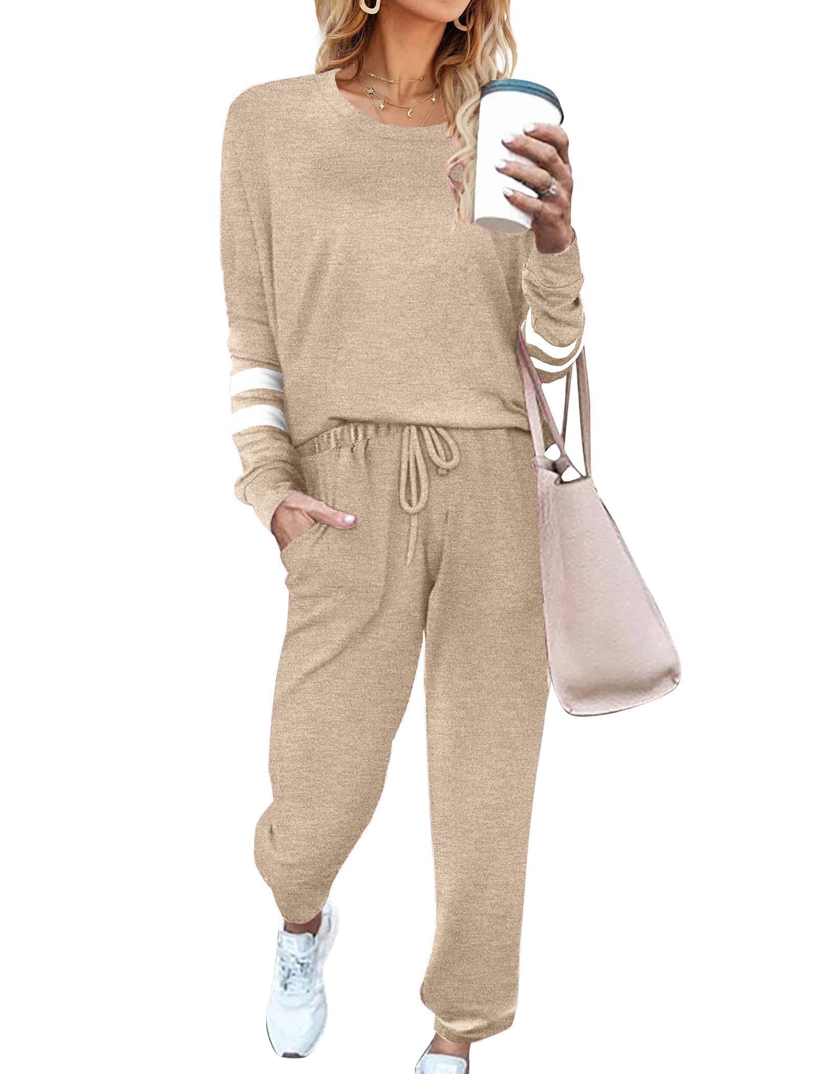 Ekouaer Sweatsuits Womens Loungewear Set Tracksuit Long Sleeve Pajamas Set