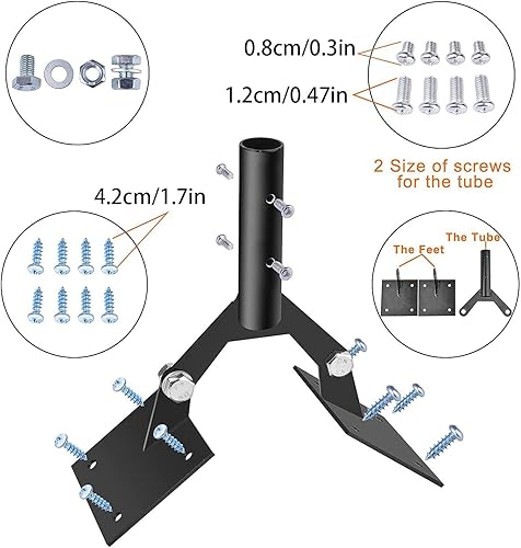 Miniatura 6 de Soporte de techo de acero para veleta de jardín con herrajes, montaje de paletas de clima ajustable para techos, soporte de techo de veleta, soporte