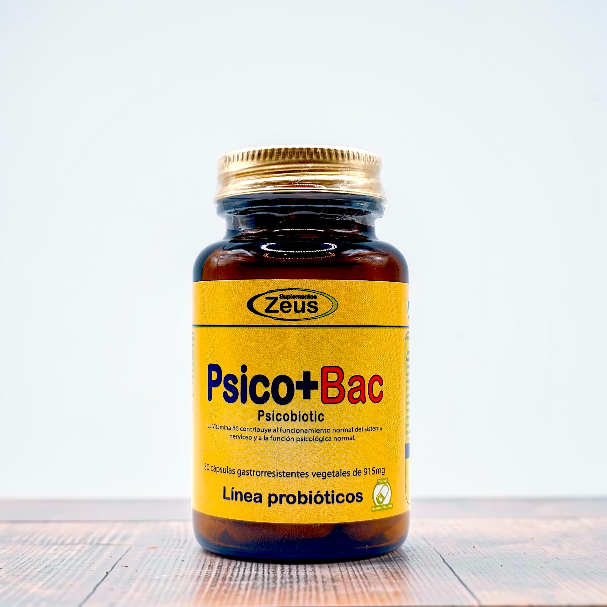 Zeus Psico BAC 30 Cápsulas Psicobiótico con Probióticos Azafrán Aminoácidos para Equilibrio Emocional Bienestar Mental