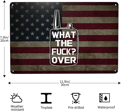Miniatura 3 de Divertido Walkie Talkie Hand Radio What The Fuck Over 8x12 pulgadas, letrero de metal retro decoración de pared para cocina, sala de estar, oficina,