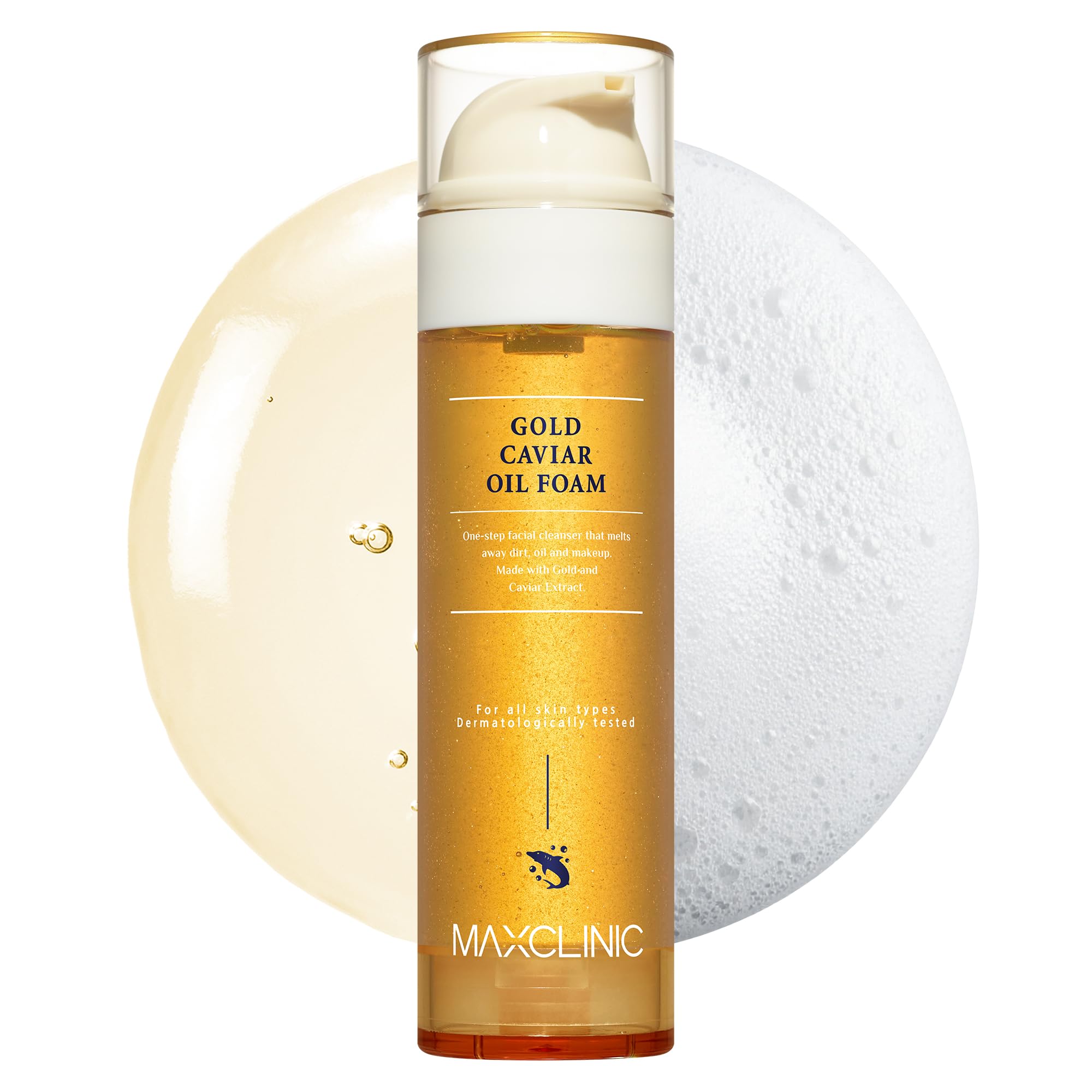 [K-Beauty] Gold Caviar Oil to Foam - All-in-One Korean Face Wash OilBased Foaming Facial Cleanser - Age-Defying, Moisturizing & Skin Firming Makeup Deep Cleansing Oil for Sagging Skin (3.88 fl oz)