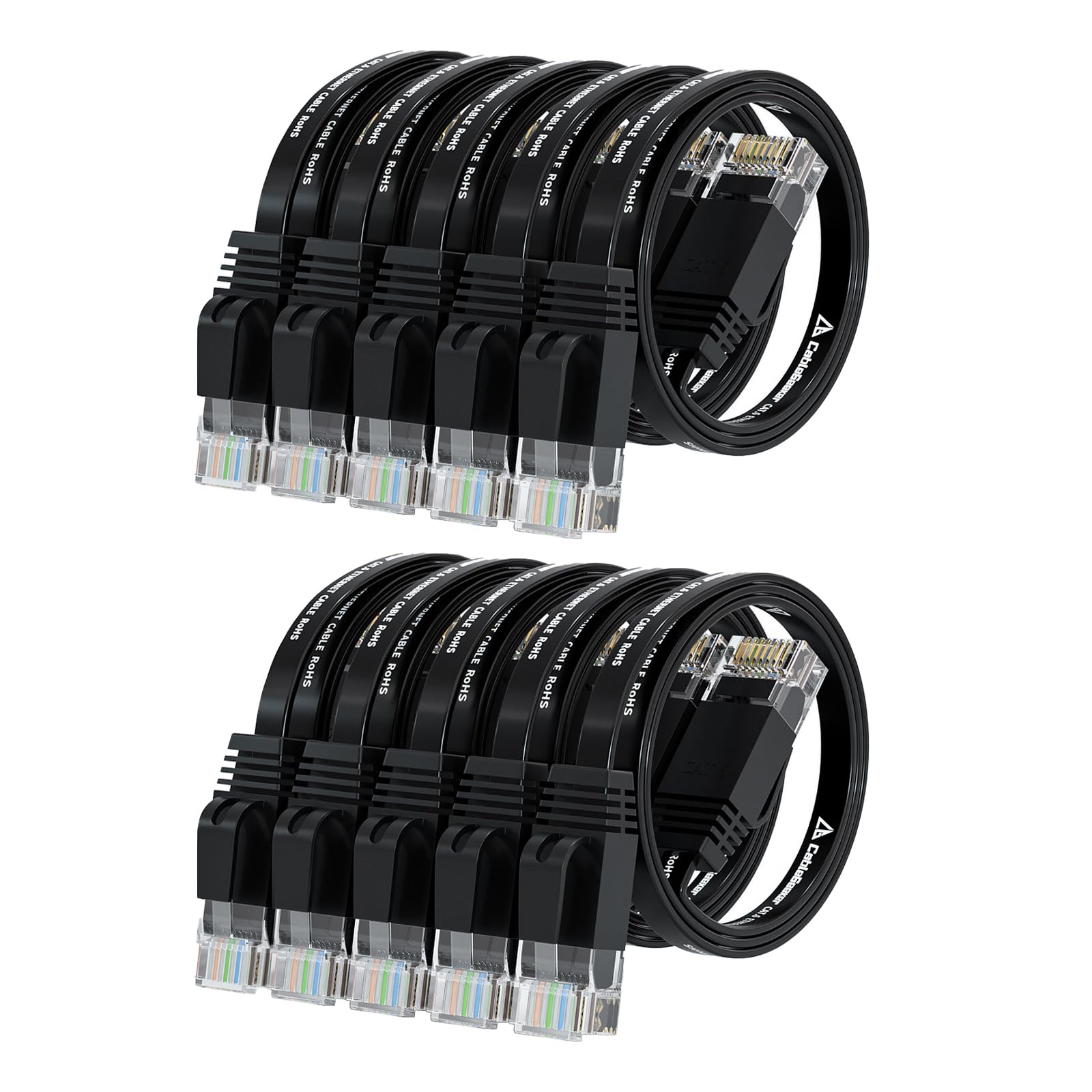 Cat6 Ethernet Cable Flat 1.5ft - 10 PACK Black (At a Cat5e Price but Higher Bandwidth) Internet Network Cable - Cat 6 Ethernet Patch Cable Short - Computer Cable With Snagless RJ45 Connectors (B01F3CSJ3E) Amazon Price History, Amazon Price Tracker