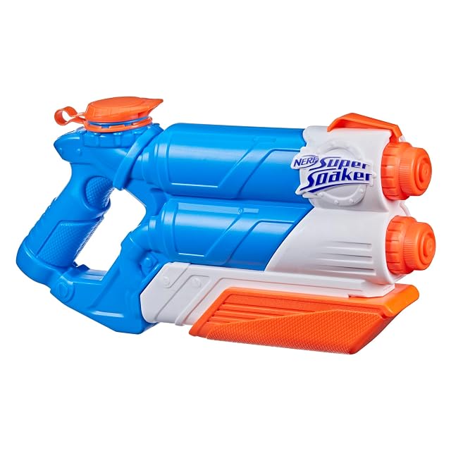 Nerf Super Soaker - Twin Tide - Lanzador de agua de bombeo con 2 cañones - Juguete para jugar con agua al aire libre - Regalos para niños y niñas a partir de 6 años