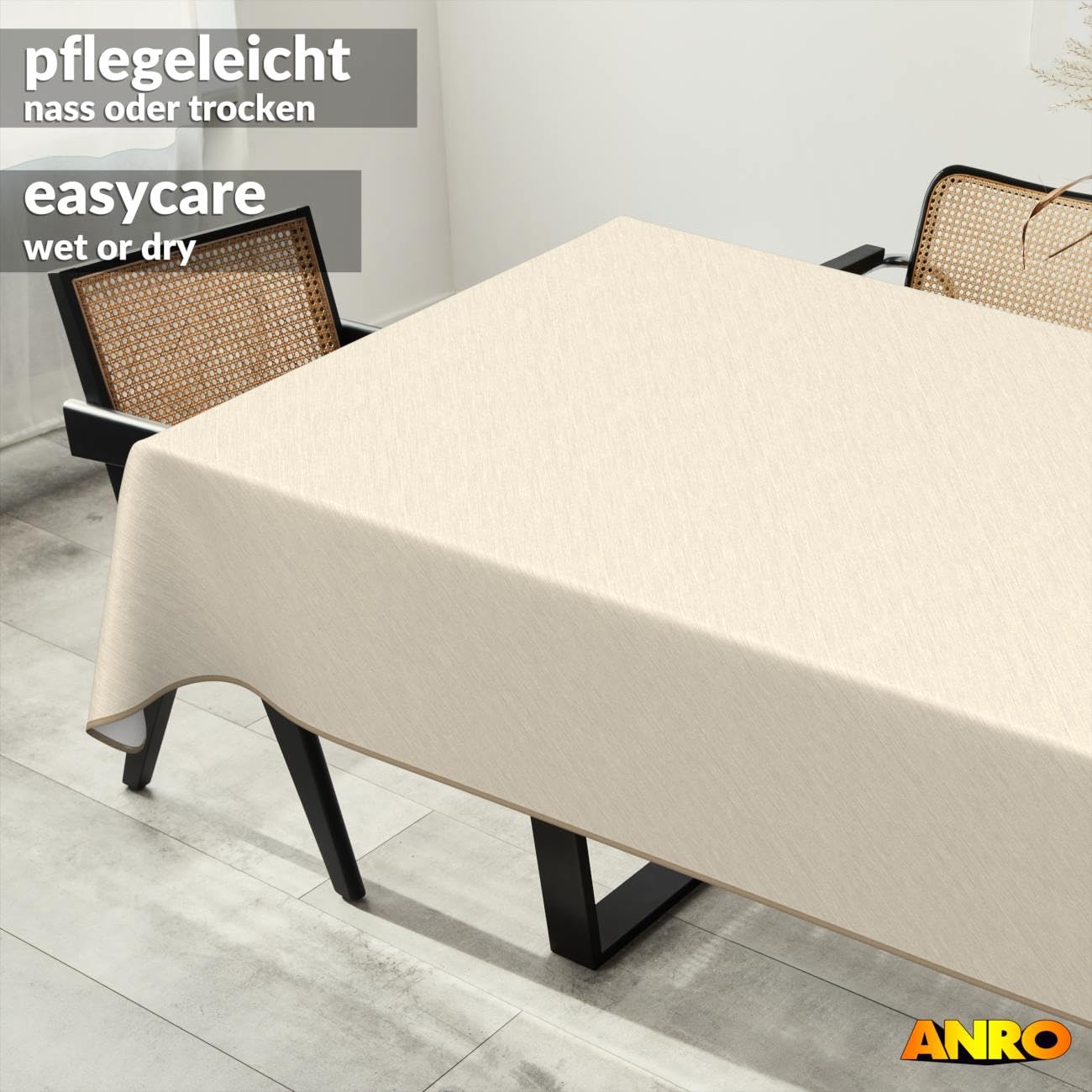 Tovaglia cerata impermeabile lavabile effetto lino 140 x 100 cm rettangolare crema