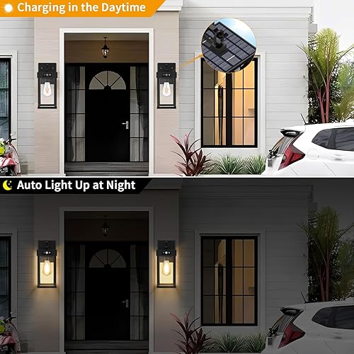 Miniatura 6 de Luces solares para exteriores con sensor de movimiento y 3 modos de iluminación, luces solares de pared impermeables para exteriores con panel