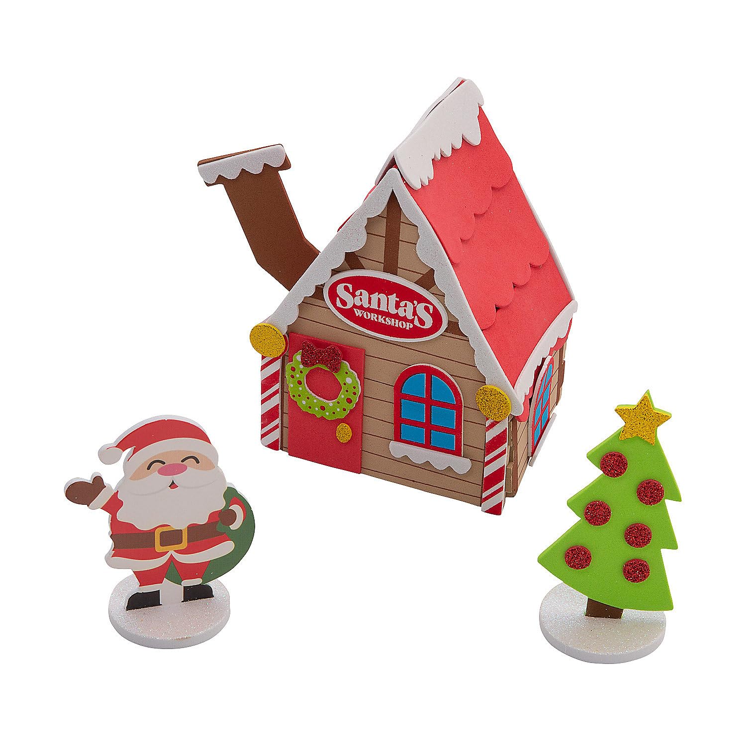 Fun Express 3D Santa’s Workshop Craft Kit - Makes 12