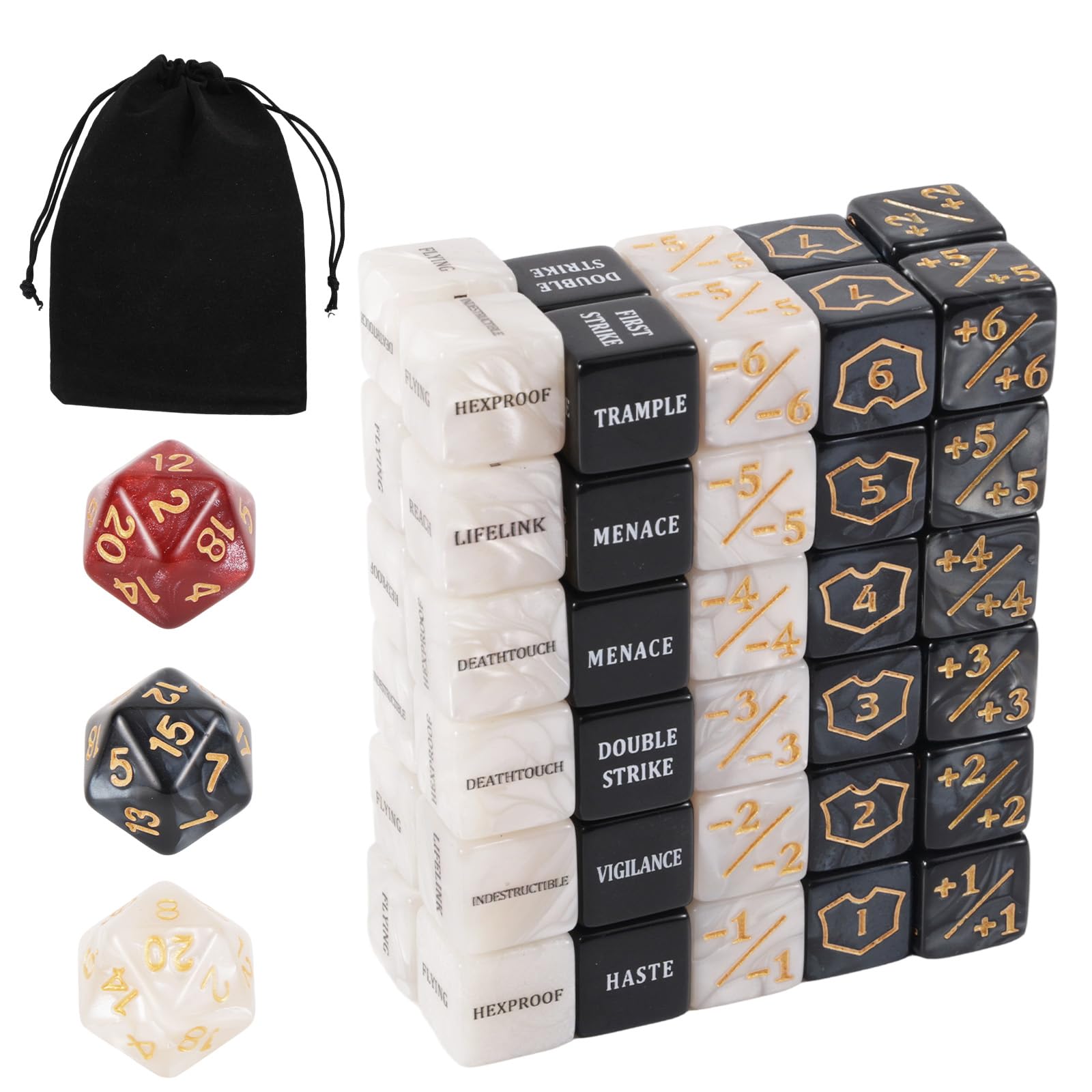 Fukaisu 63pcs MTG Counter Dice Set, Abilities Keywords -1/+1 Life Counter Dice Commander Buff Tokens & Shield for MTG TCG & Card Games Accessories