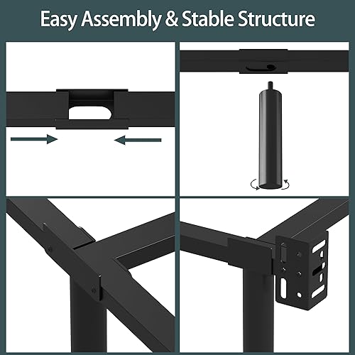Miniatura 4 de Marco de cama de tamaño matrimonial, marco de cama matrimonial de metal de 7 pulgadas para somier y base de colchón, soporte de 9 patas, sin