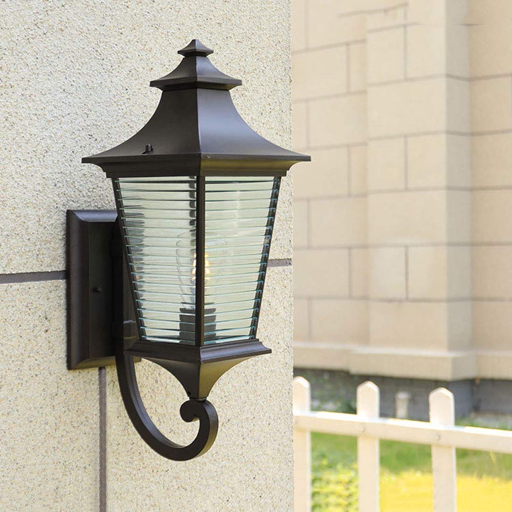 OZBMA Black Simple Wall Light Exterior Fixture Up Down Lamp Modern LED Outdoor Fixtures Waterproof Mount with Glass Shade Porch&Patio (size_name B)