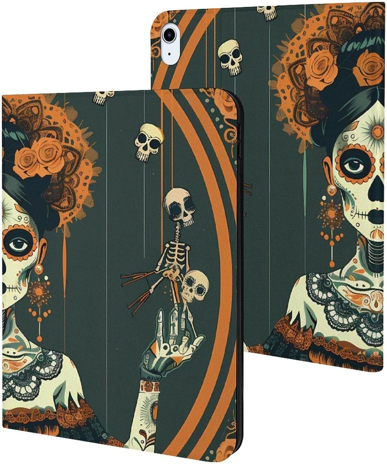 Dia De Los Muertos Marionettes Printed Case Trifold Stand Protective Cover Compatible with ipad Air5/air4 (10.9in) /ipad Pro 2018(11in)