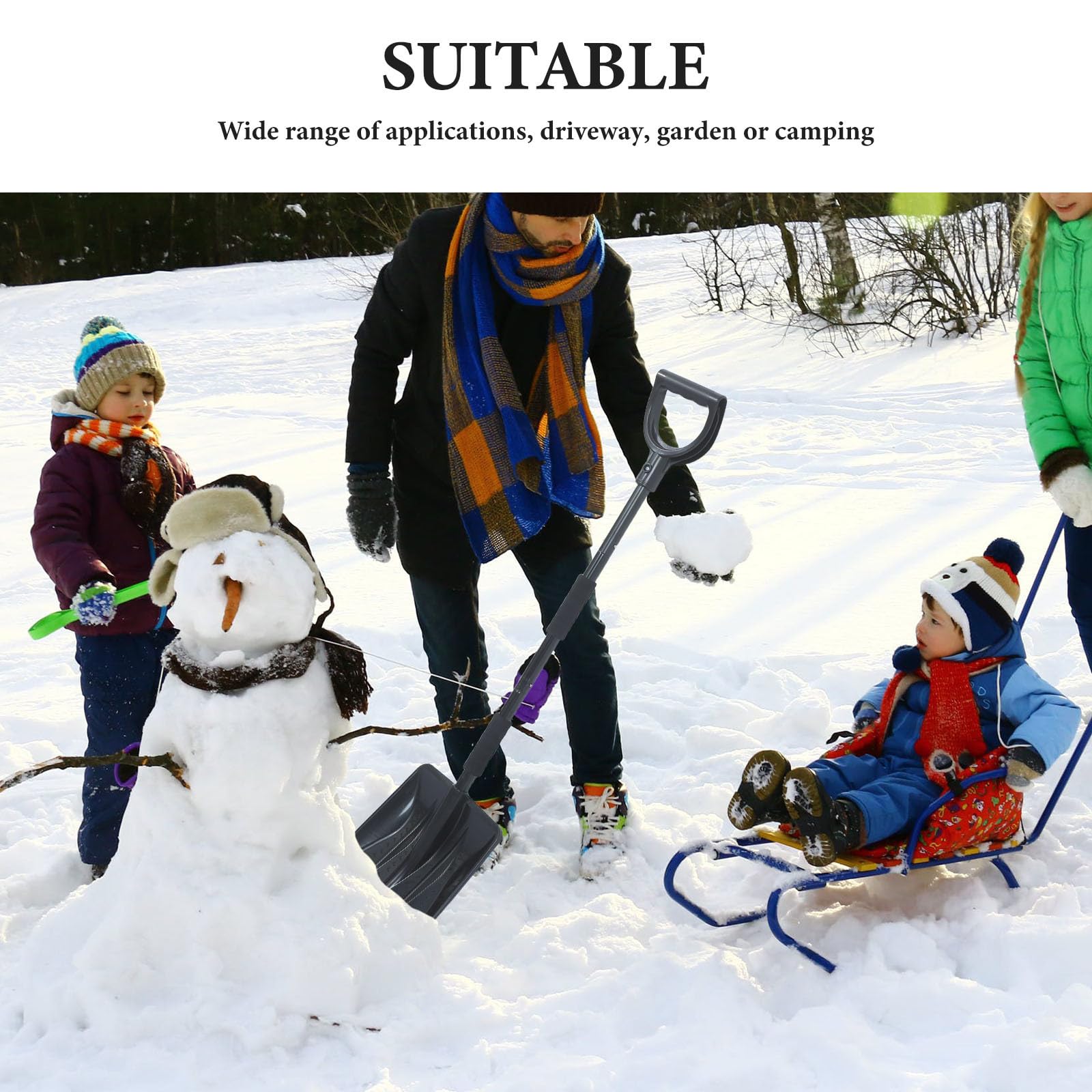 Pala da neve staccabile per vialetto, spargineve portatile con manico ergonomico, pala in acciaio inossidabile per emergenze invernali