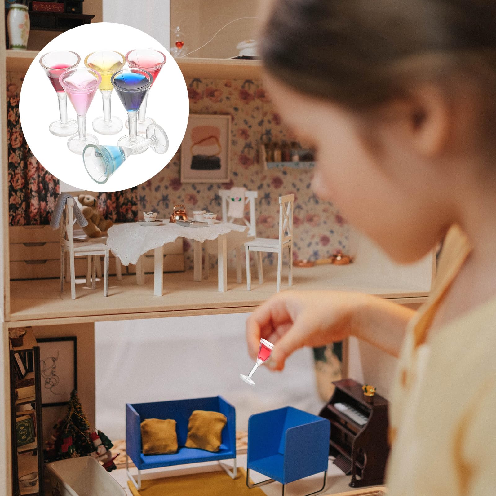 BESTonZON 6pcs Cocktail Glass Dollhouse Miniature Wine Glasses Dollhouse Ornament Camera Backpack Mini Dollhouse Kids Toy Toys Cocktail Glasses Mini Cup Toddler Decorations Resin Child - Image 4