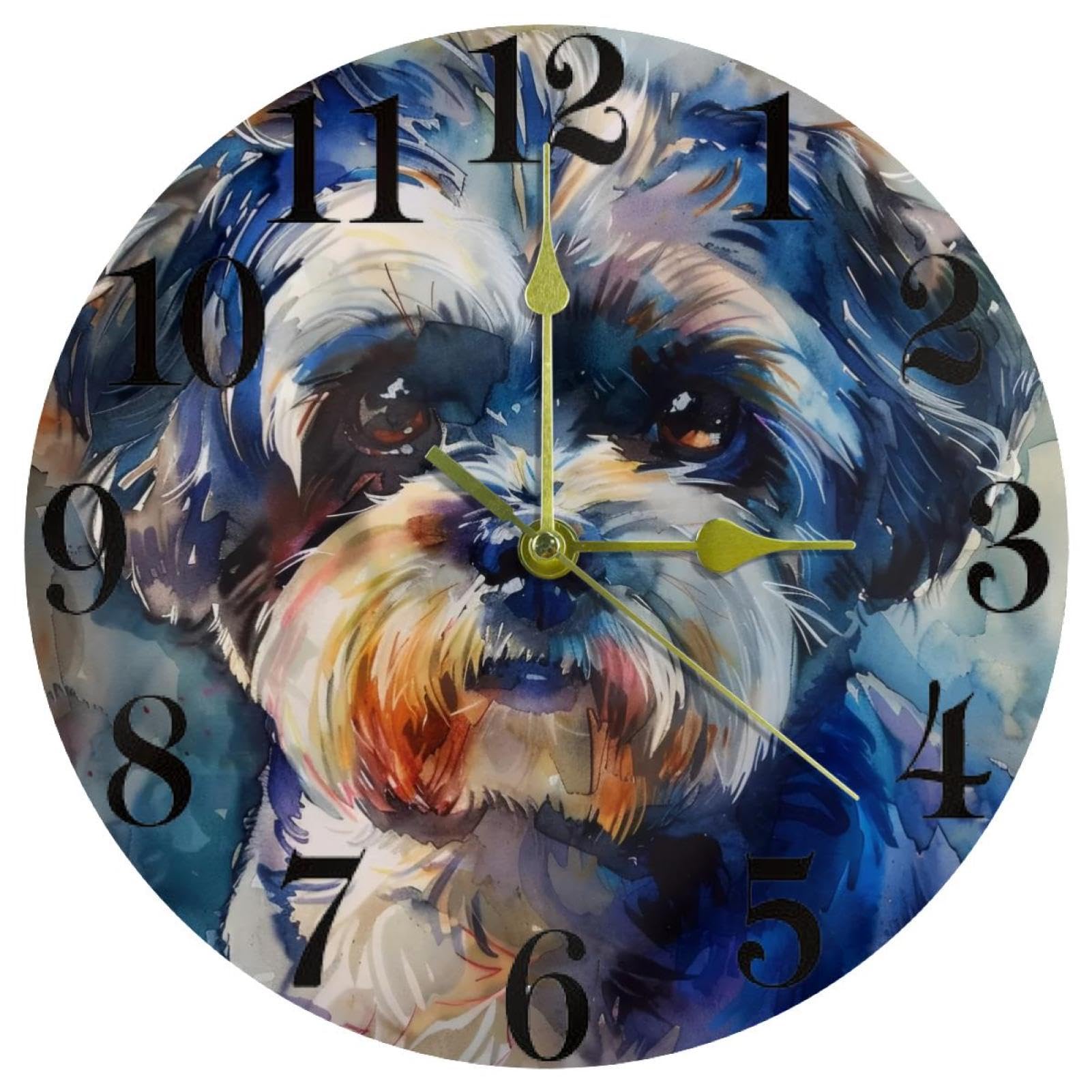 Horloge murale Shih Tzu aquarelle, l'idée cadeau idéale pour amoureux de chiens et de décoration
