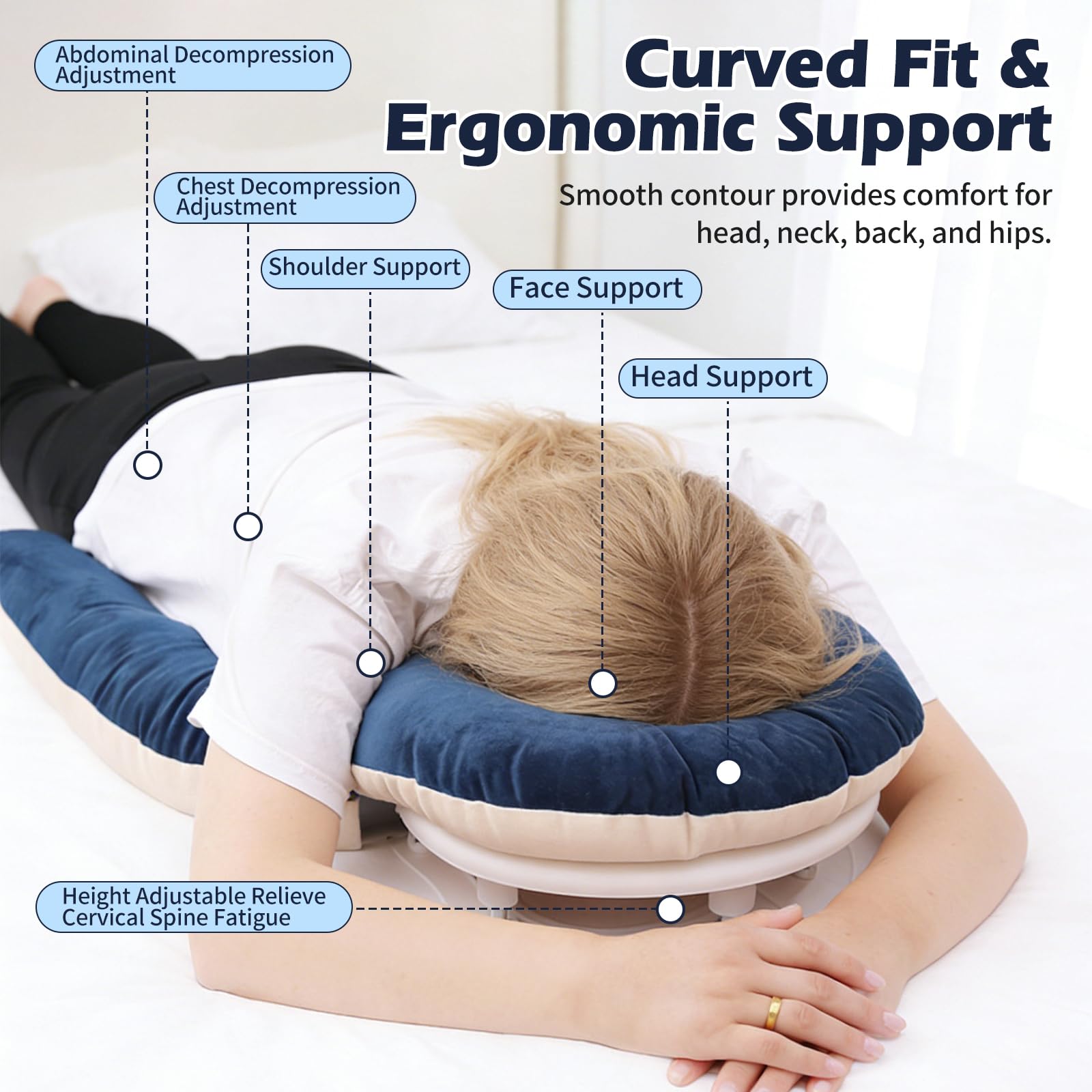 Almohada de masaje de espuma viscoelástica ergonómica para dormir y dormir boca abajo, recuperación de vitrectomía quirúrgica, agradable para la piel, masaje reposacabezas