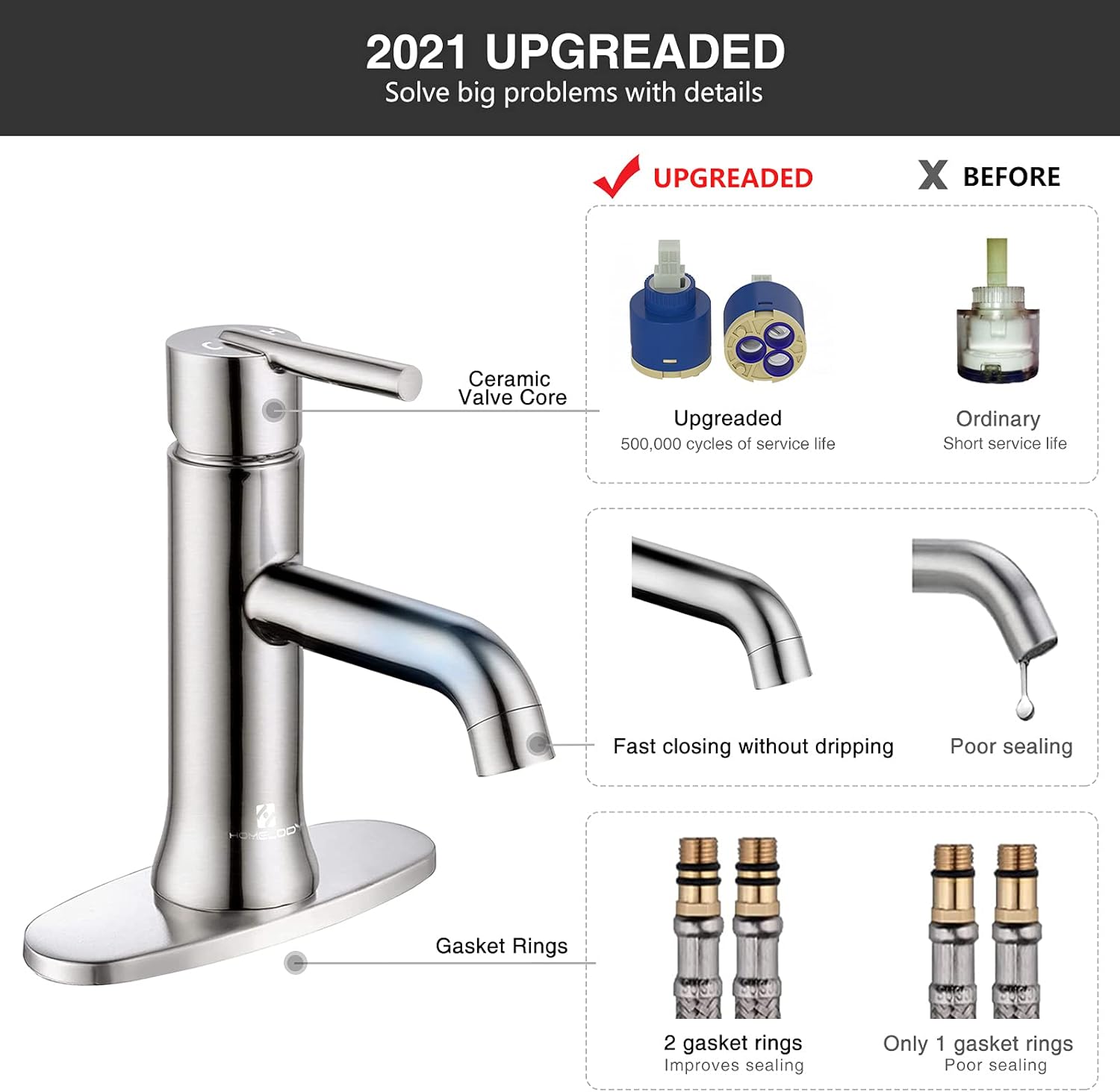 60% оƒƒ Dіѕсоunt HOMELODY Bathroom Faucet Brushed Nickel for 1 or 3 Holes, Single Handle Bathroom Sink Faucet with Deck Plate and Supply Lines,Single Hole Vanity Faucet RV Faucets Lavatory Faucet Stainless Steel 🛒 Crаzу Dеаlѕ HOMELODY Bathroom Faucet Brushed Nickel for 1 or 3 Holes, Single Handle Bathroom Sink Faucet with Deck Plate and Supply Lines,Single Hole Vanity Faucet RV Faucets Lavatory Faucet Stainless Steel