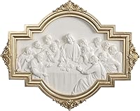 ShineOnAngel Gold Framed Last Supper Wall Sculpture - 12.5" Da Vinci Relief Art for Dining Room, Modern Faith Decor