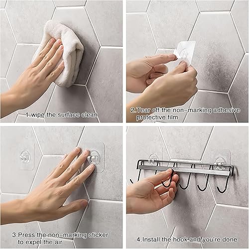 Miniatura 6 de Paquete de 2 ganchos adhesivos de pared para cocina, colgador de cuchara para cocina, espátulas colgantes, cucharas medidoras, ahorro de espacio,