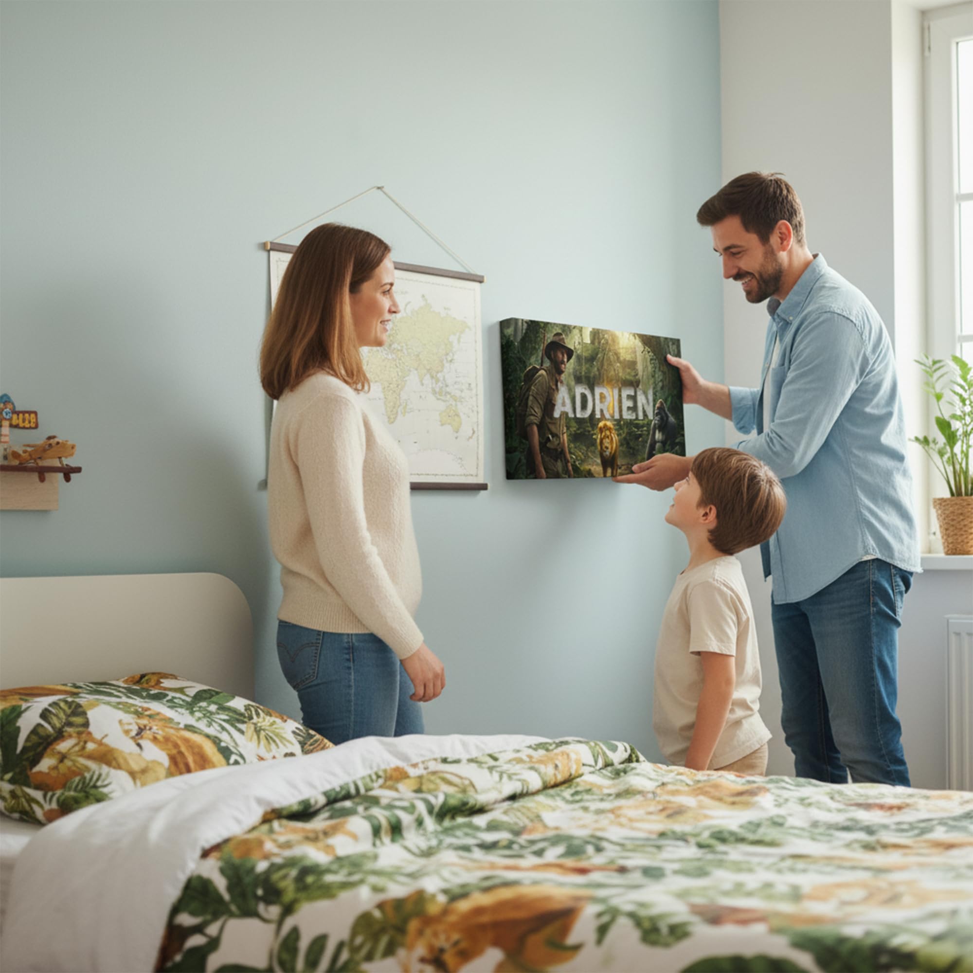 Tableau jungle safari animaux sauvages personnalisé prénom - Cadeau enfant