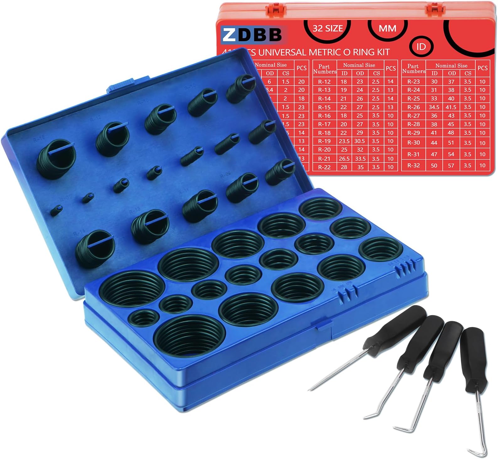 ZDBB 826 Pcs Universal Rubber O Ring Assortment Kit in Inch Standard SAE O-Rings and Metric Oring Set for Automotive Plumbing Faucet Repair, Air or Gas Connections,Resist Oil and Heat