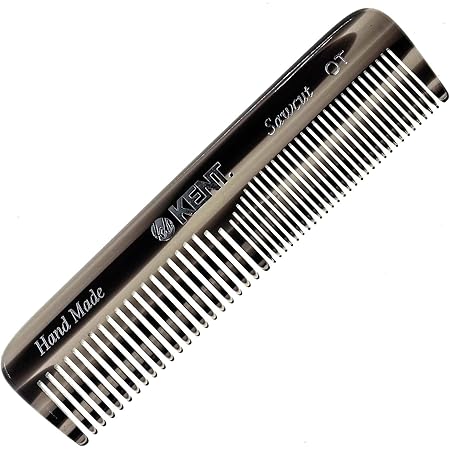 Kent OT 4.5 Inch Small Graphite Double Tooth Hair Pocket Comb, Fine/Wide Tooth Comb For Grooming Styling Hair, Beard and Mustache, for Men, Women and Kids. Saw Cut Hand Polished. Handmade in England