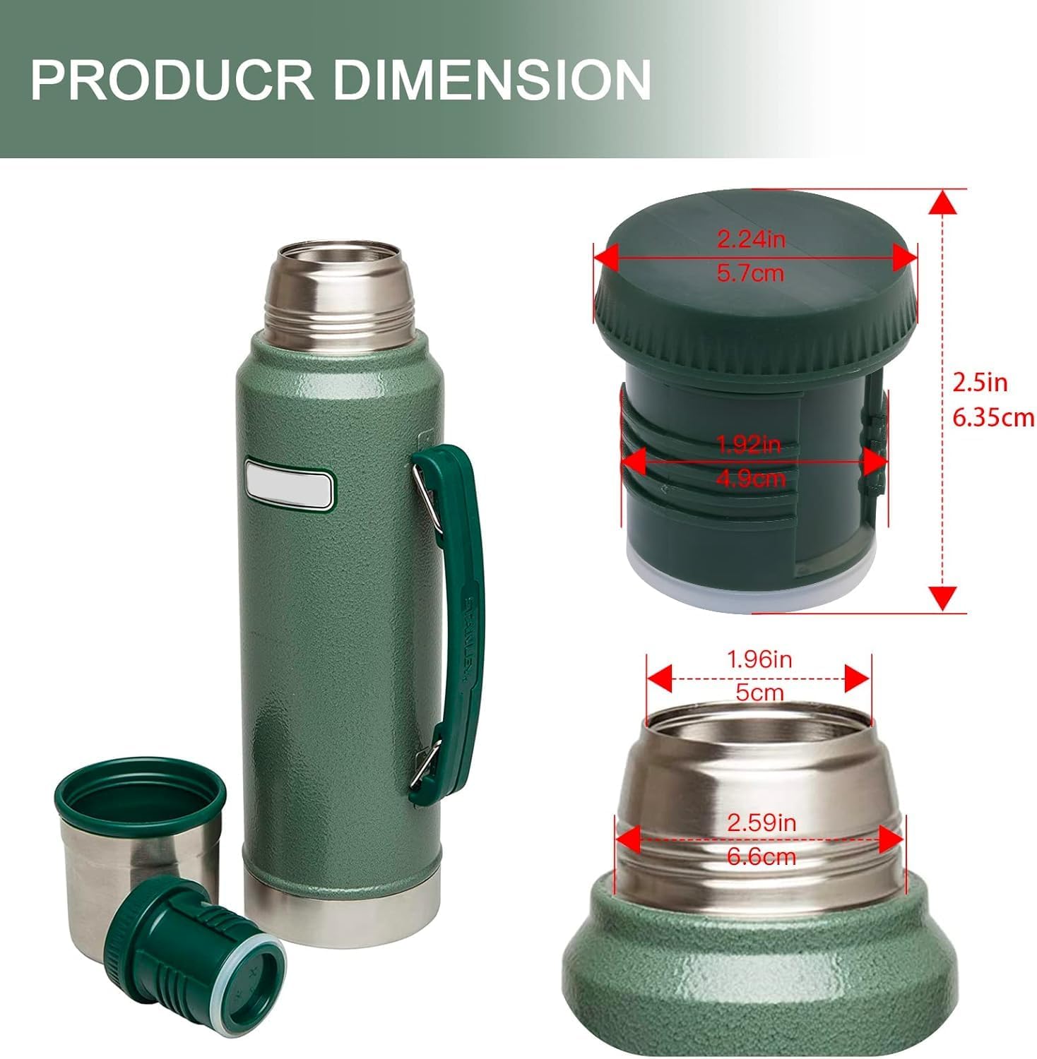 Thermos Stopper for Stanley Classic Vacuum Insulate Wide Mouth Bottles | Parts Shop Replacement Thermos Stopper for 1.1 QT & 2 QT Wide Mouth Bottles,Leak-Proof Water Bottle Lid Replacement Part