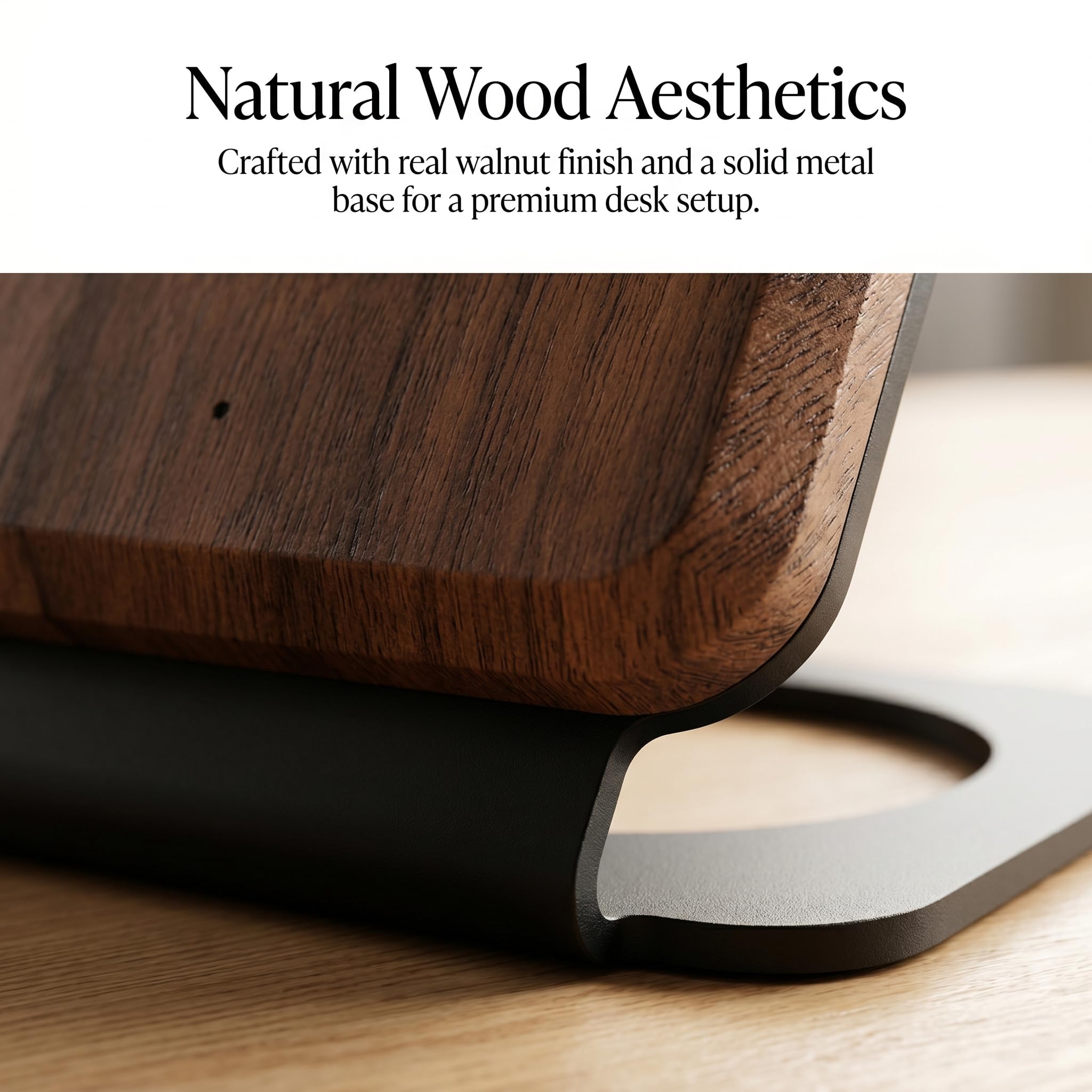 Supporto caricabatterie wireless in legno di noce, 15 W, dock di ricarica rapida compatibile con MagSafe per iPhone 17/16/15/14/13/12, accessorio estetico da scrivania e regalo tecnico per uomo