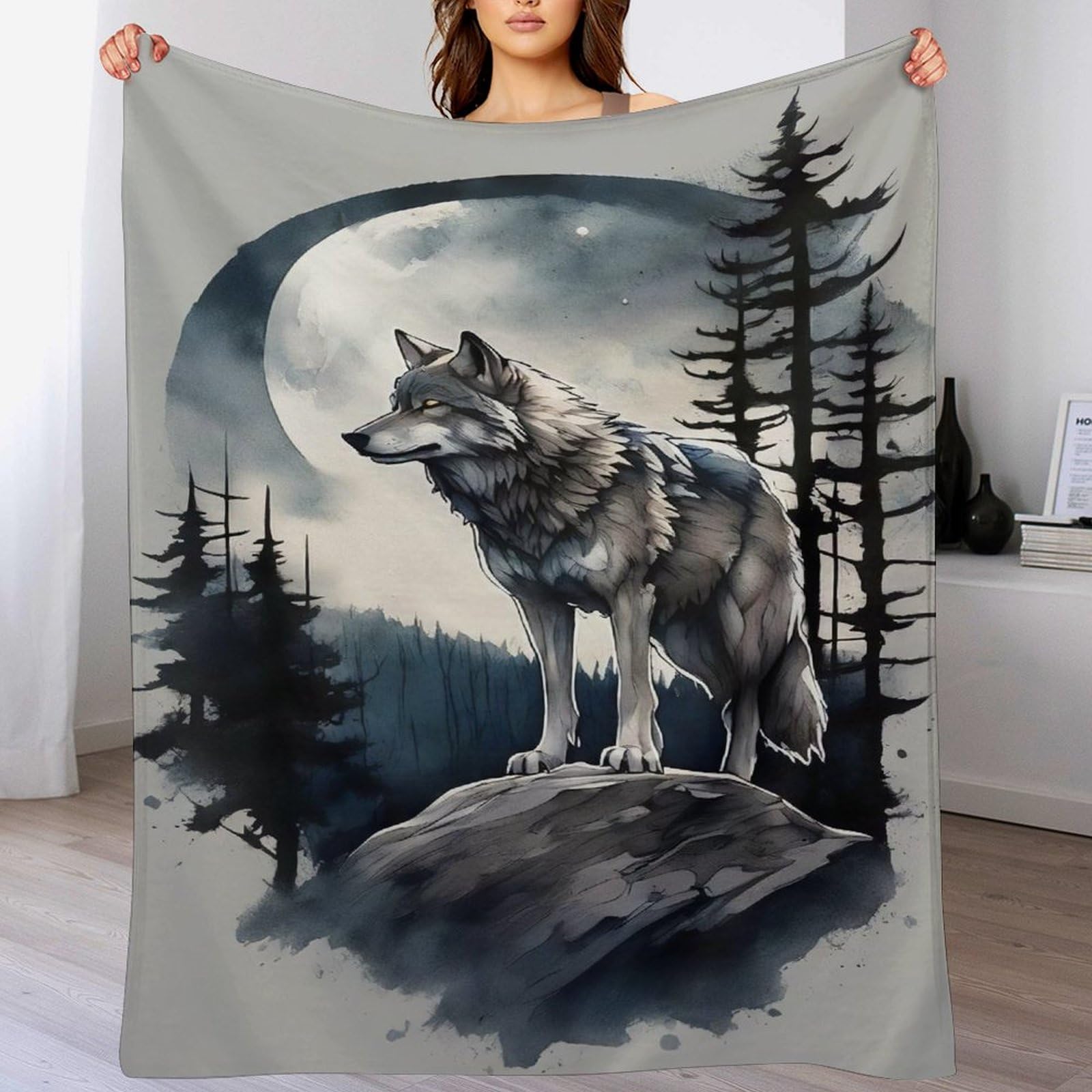Couverture duveteuse loup pour partager des instants de tendresse en famille