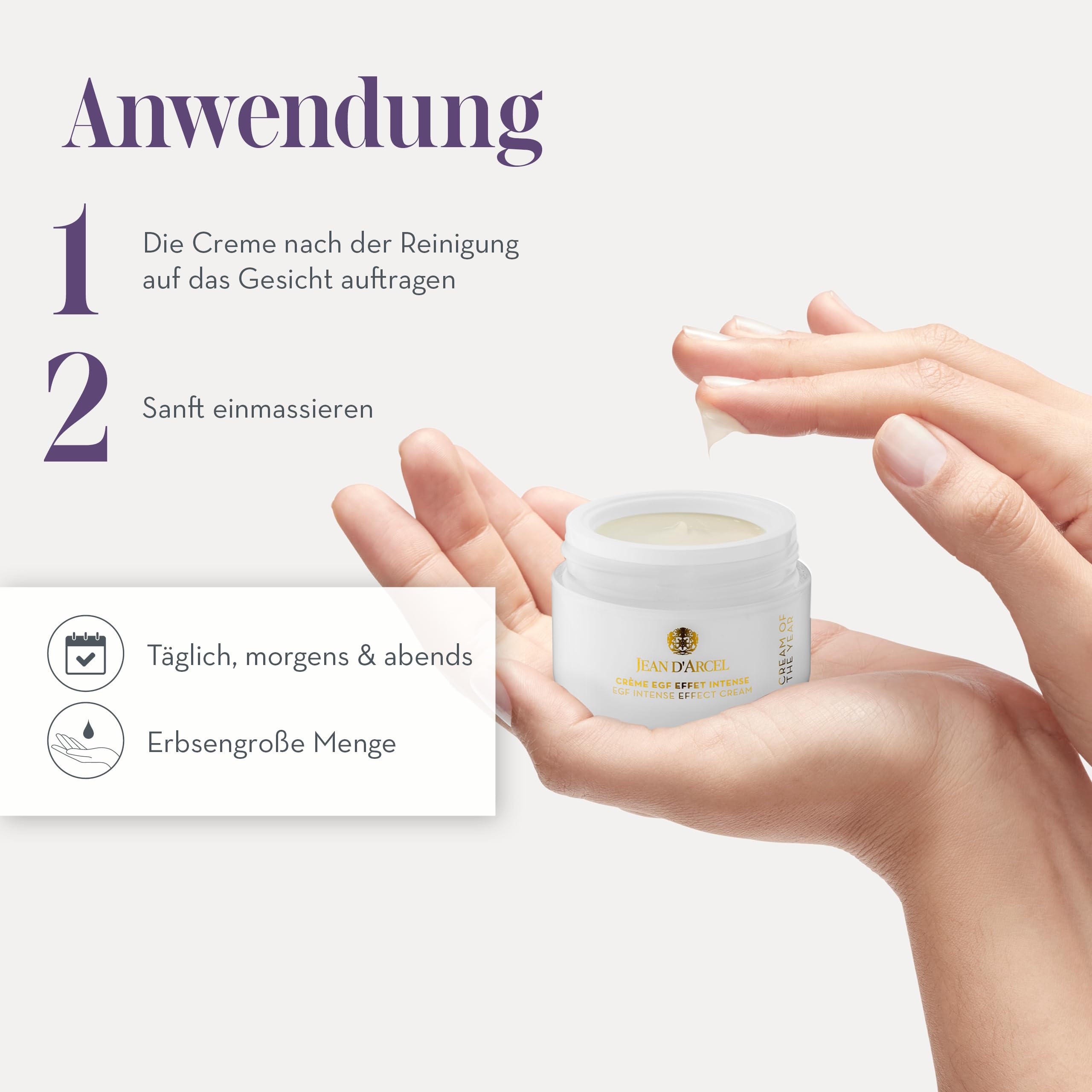 JEAN D'ARCEL Anti Aging 24h Gesichtscreme - CRÈME EGF EFFET INTENSE 50 ml - Stärkt den natürlichen Hautschutz – Verbessert die Hautfestigkeit – Fördert die Elastizität