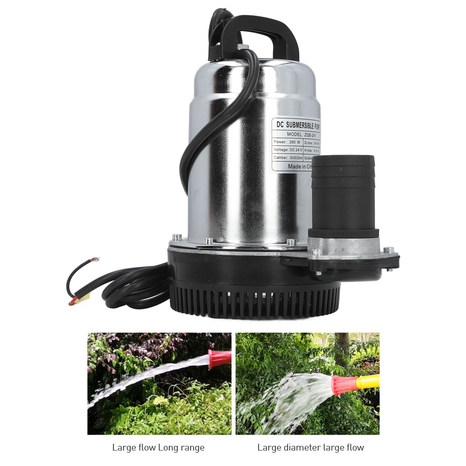 DC24V 260W Pompa Ad Acqua Solare in Acciaio Inossidabile Kit Pompa Sommergibile Solare per Pozzi Profondi Ad Alta Prevalenza Alta Portata con Raccordi di Uscita 1 Pollice