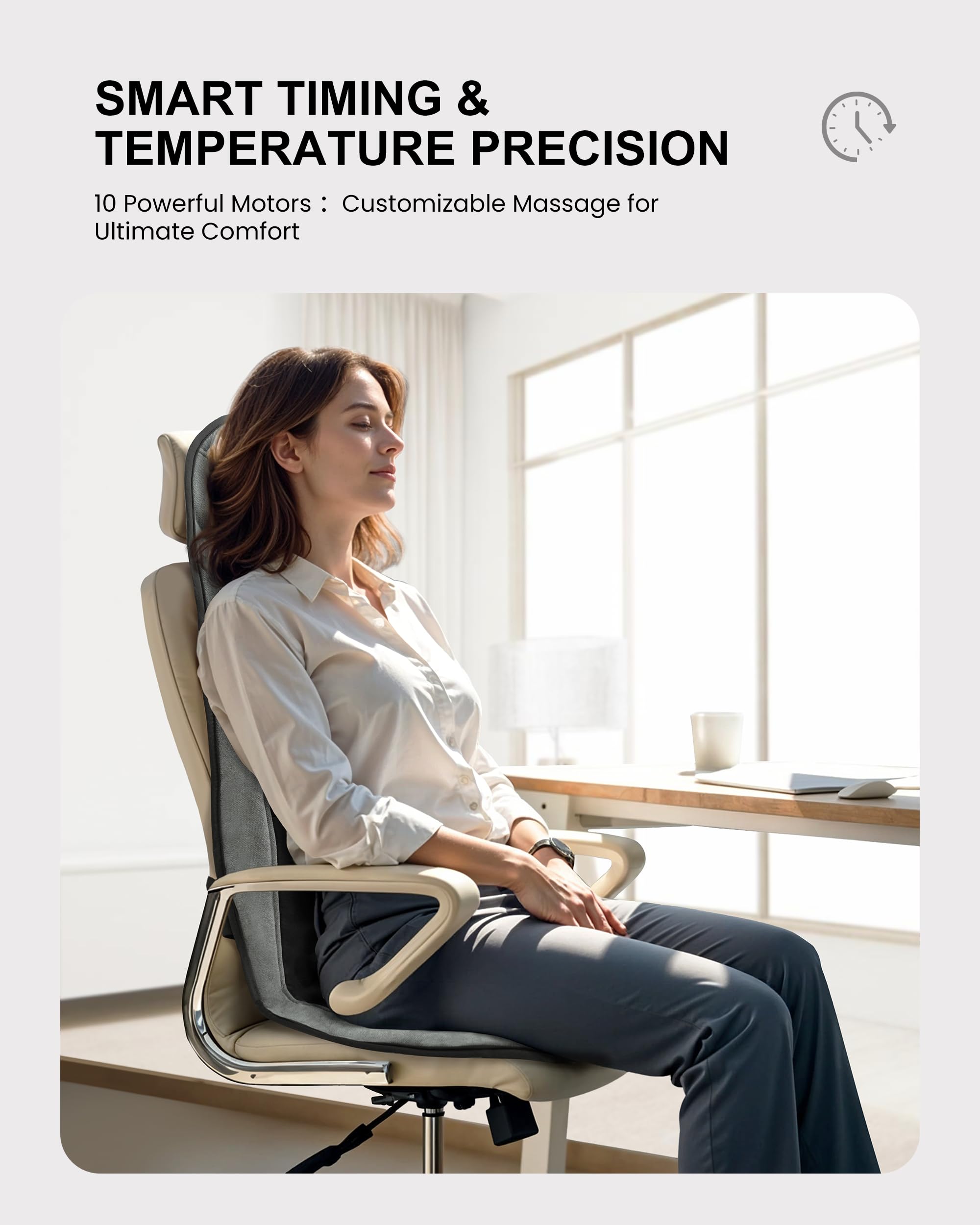 COMFIER Masajeador Cervical y Espalda con Calor, Funda de Asiento de Masaje con 5 Modos de Vibración, 3 Intensidades, 3 Temporizadores para Aliviar el Dolor de Espalda, Regalos para Mujeres