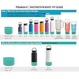 Flaskars Protective Silicone Boot for 12oz - 40 oz Hydroflask Water Bottles Anti-Slip Bottom Stanley Sleeve Cover Bumper (Mint, Fits Hydroflask 12-24 OZ/Stanley 20-40 OZ)