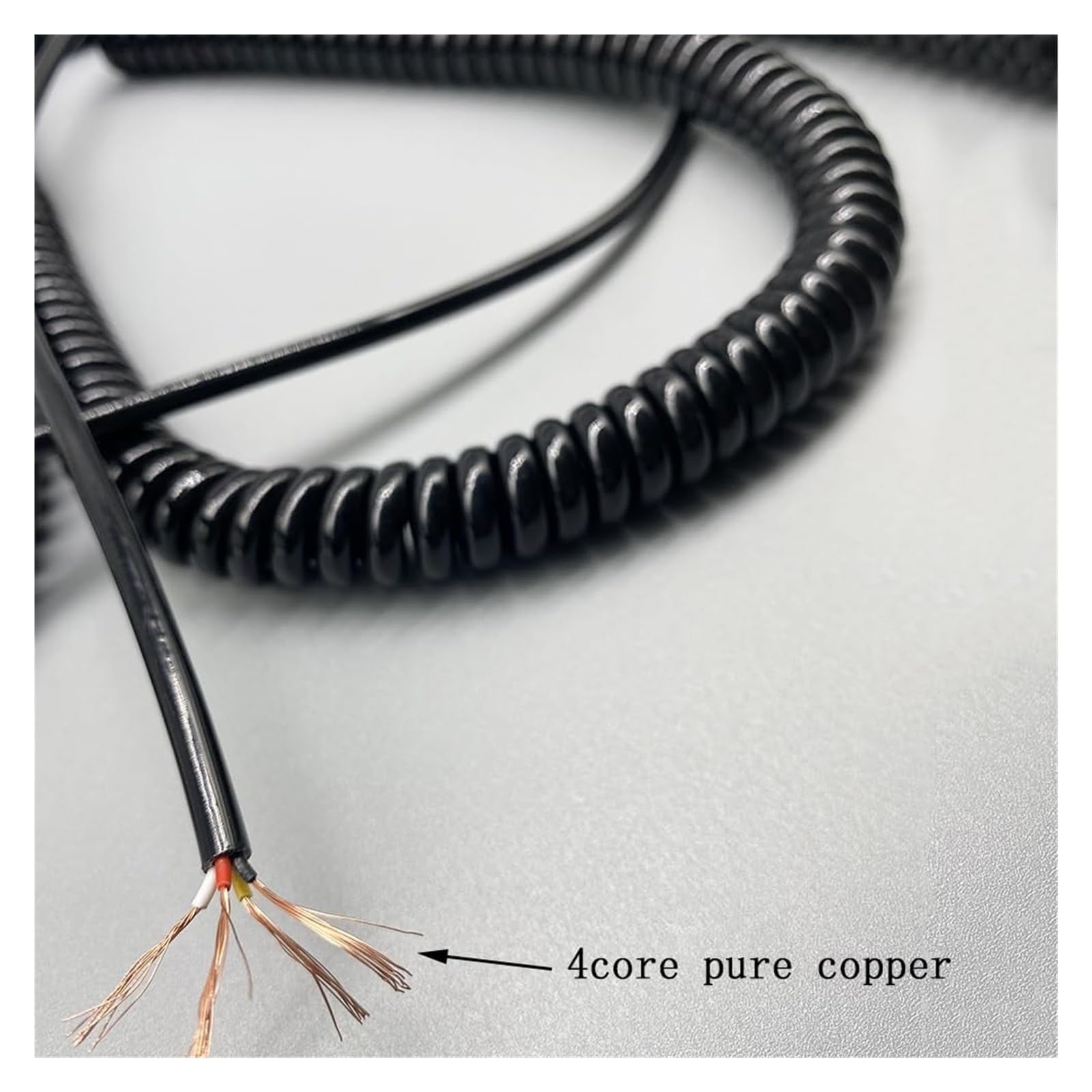 Kabel telefoniczny Przewód zasilający spiralny, elastyczny, sprężynowy, 24AWG, zwijany, 0,2 mm, 4-żyłowy, miedziany, rozciągany(Stretch 1.25 Meters)