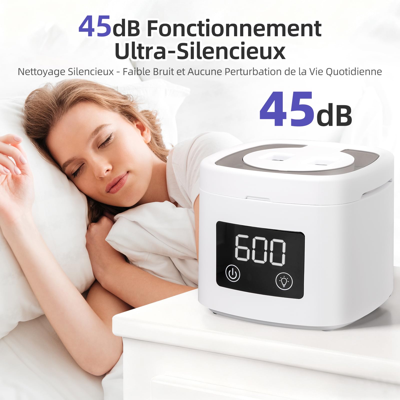 Nettoyeur à Ultrasons 45kHz 200ml avec 4 Lampes UV Pod Dentaire
