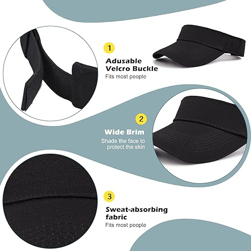 Miniatura 4 de Zando Sombreros de visera para mujer ajustables para playa, viseras para el sol para mujeres, deportes al aire libre, unisex, para golf, tenis,