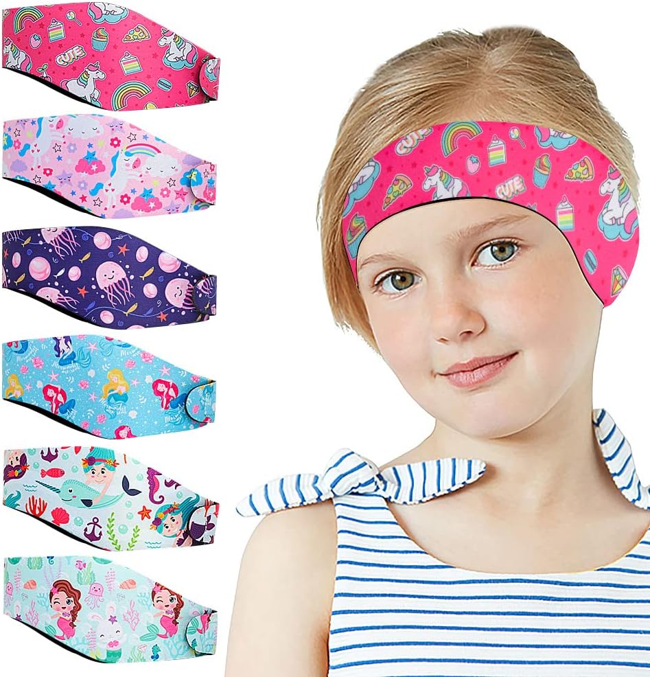 6 Pcs Swimming Headbands for Kids, Adjustable Swimming Ear