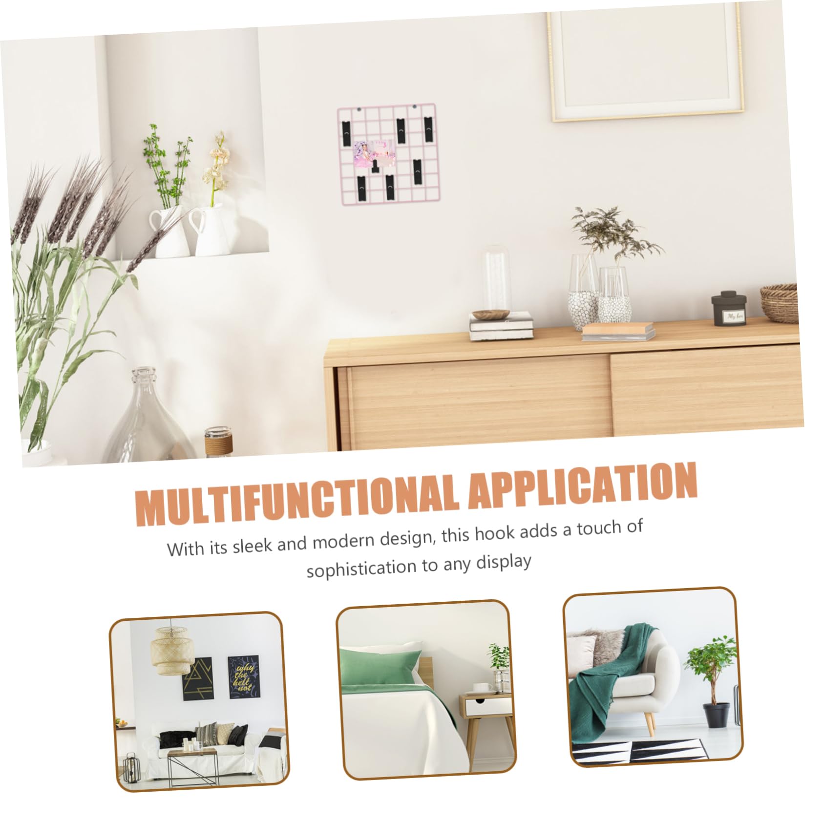 Mikikit Metal Hooks Grid Wall Picture Hanger for Display 8pcs Grid Wall Hooks Notch