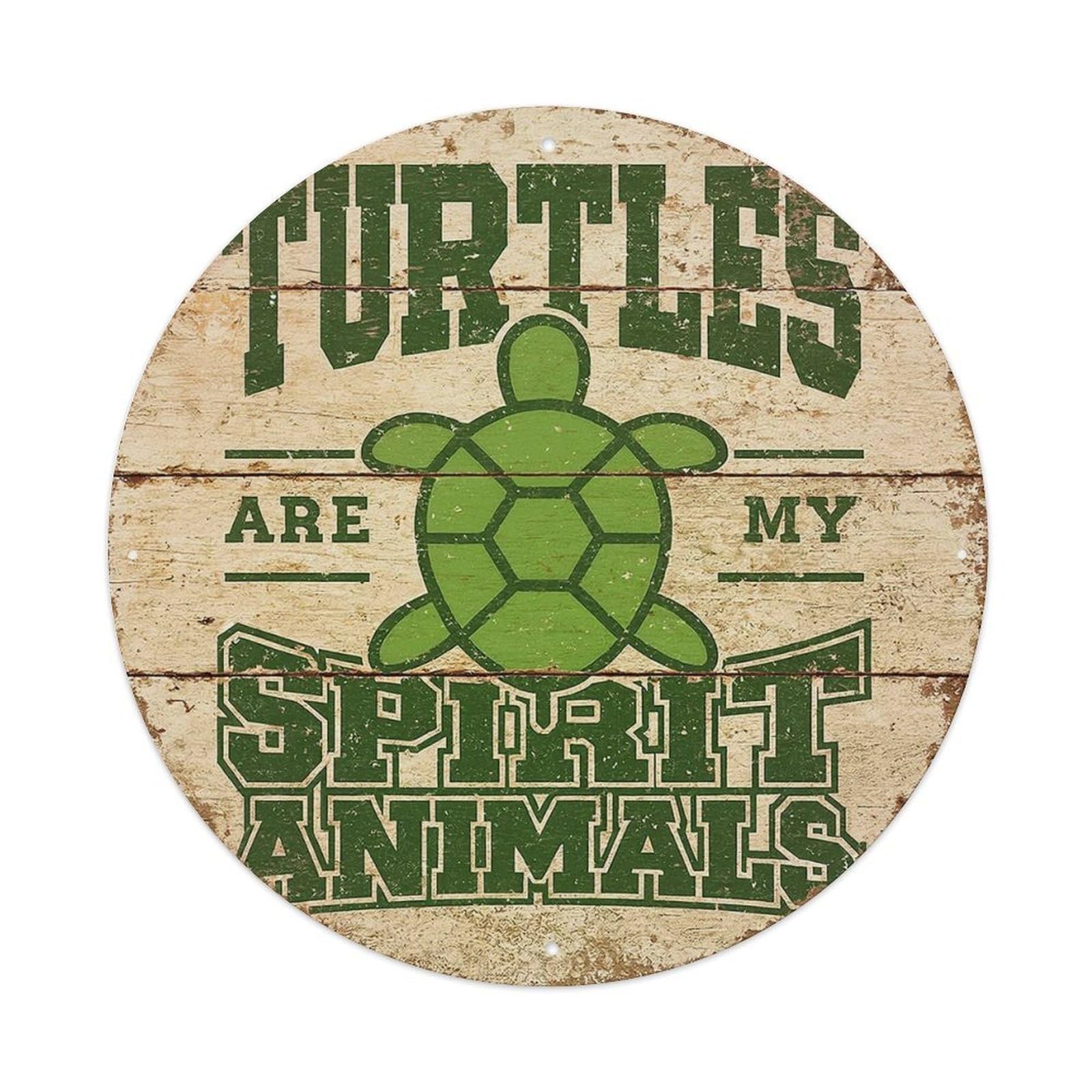 Turtles Are My Spirit Animals Round Tin Sign Vintage Metal Sign Home Bar Garden Indoor & Outdoor Wall Decor Retro Metal Poster 8x8 Inch