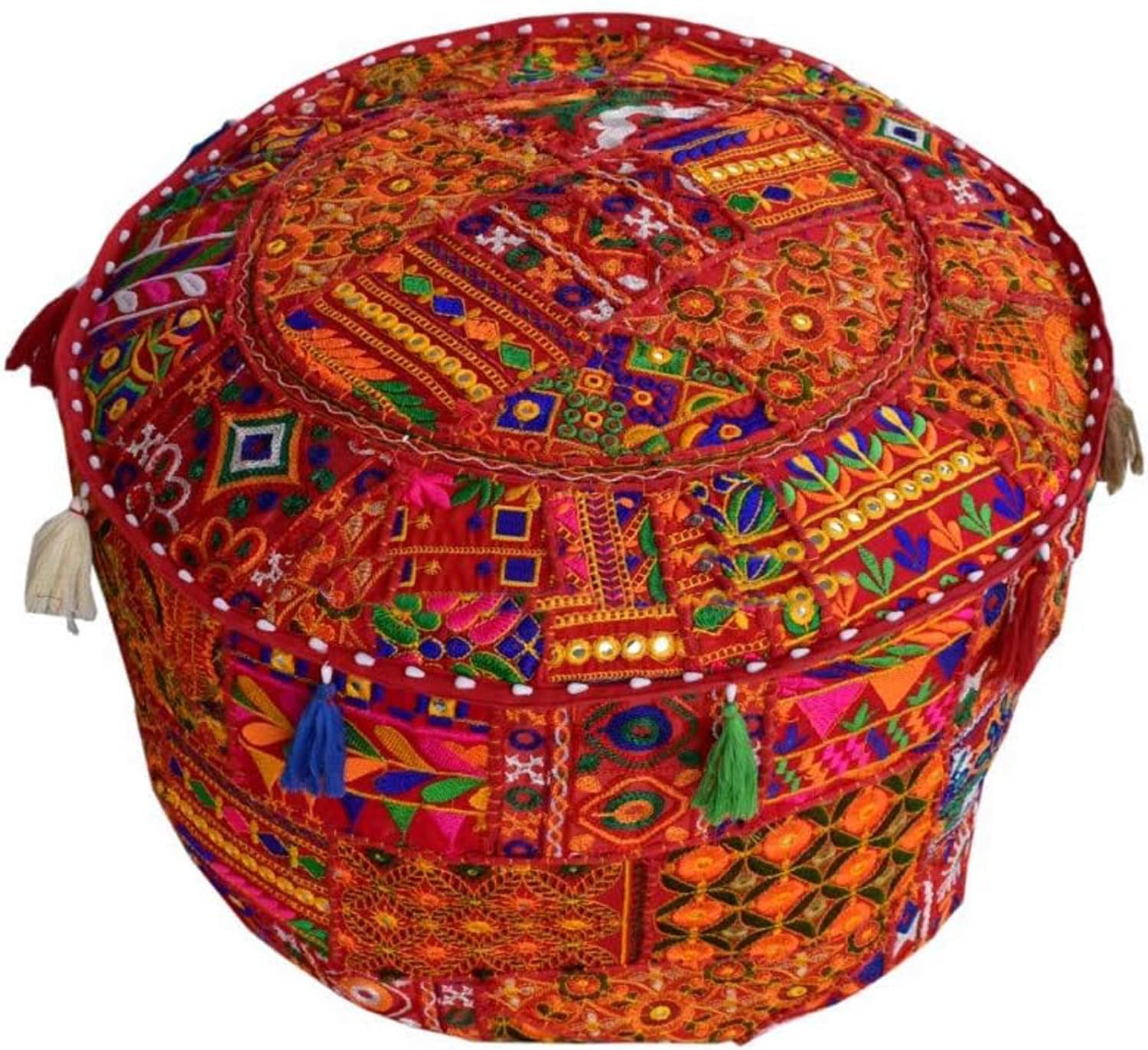 Arprani ottoman pouf cover decorative patchwork comfortable ottoman ethnic cotton cushion bean bag designs floor embroidered pouf cover