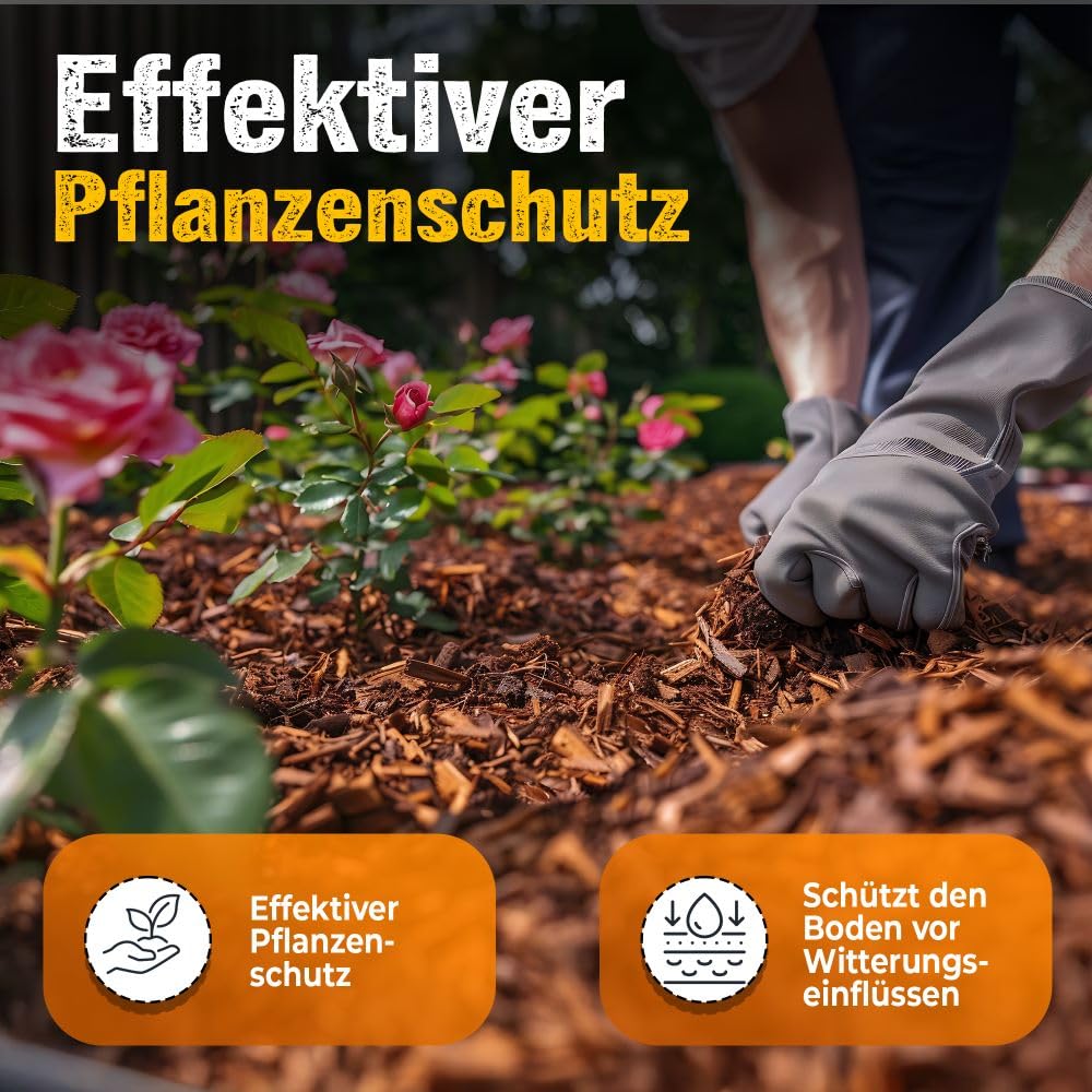 Pinienrinde grob 20–40 mm 140L (2x70L) Premium Pinienmulch aus Mittelmeerkiefer – Dekorativer Rindenmulch mit angenehmem Duft – Für besseren Luft- & Wasserhaushalt im Boden und Gartenbeet