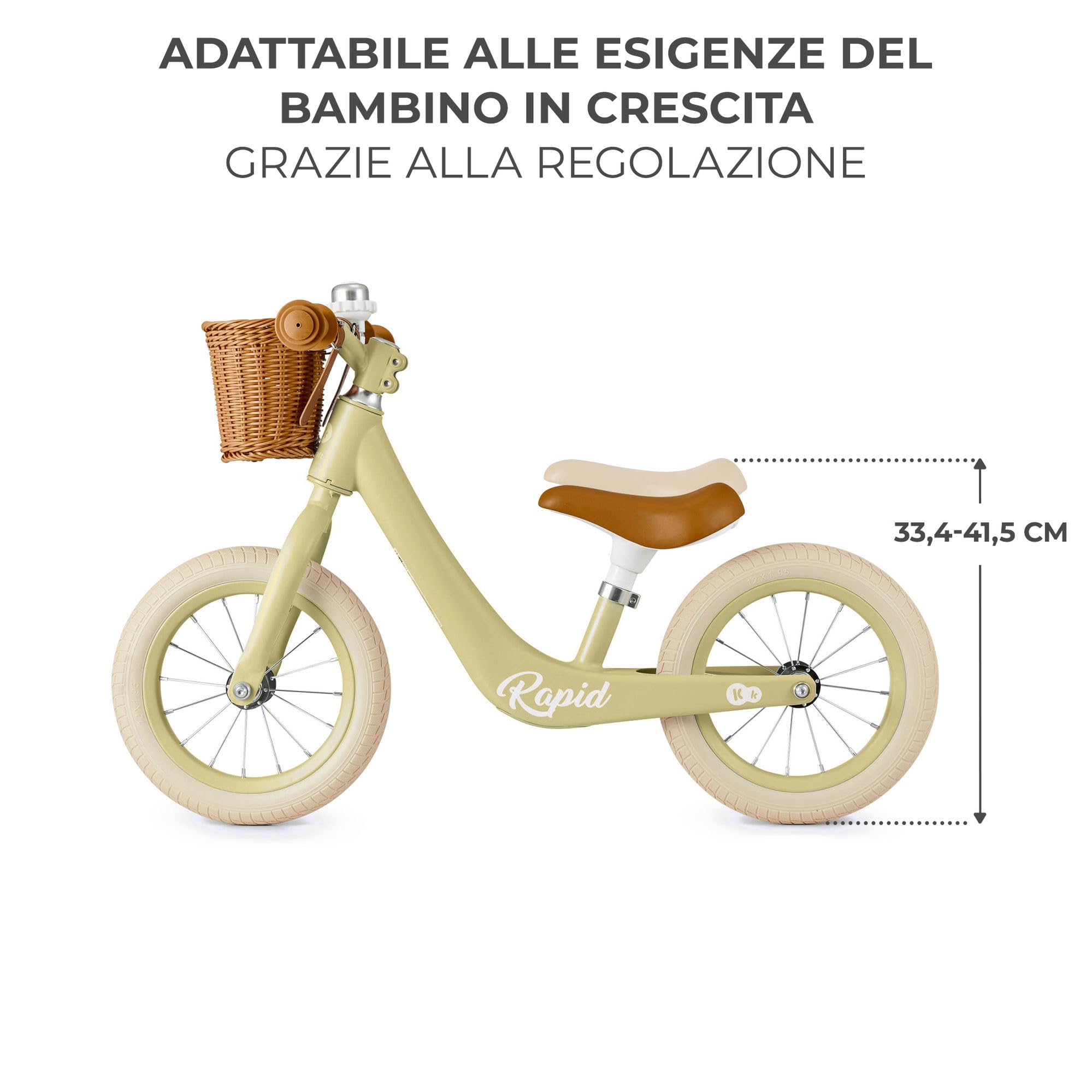 Kinderkraft RAPID2 Bicicletta in metallo, Bici senza pedale, Giocattoli per bambini da 2 anni a 35 kg