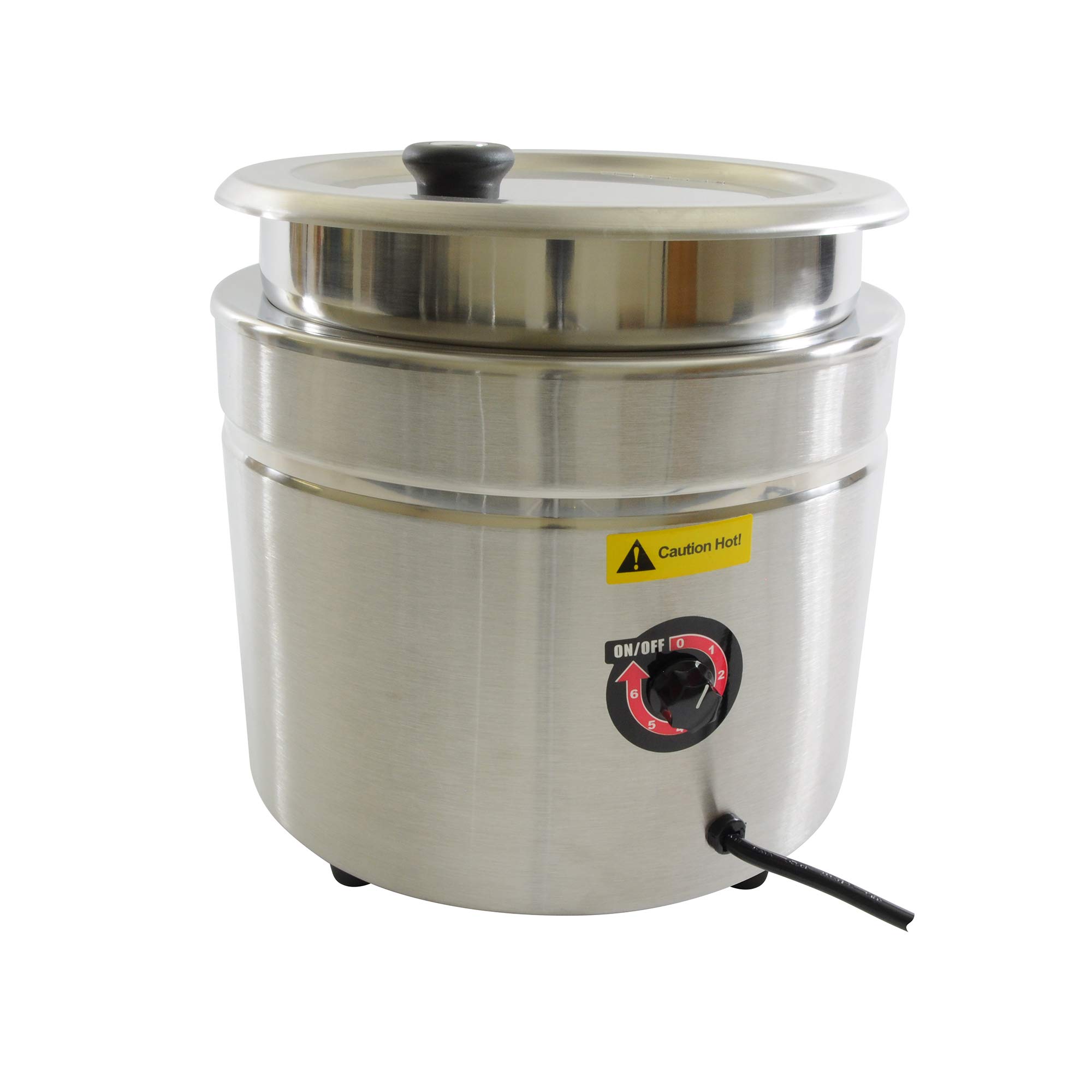 Thunder Group SEJ38000C Soup Warmer, 10-1/2 Quart, 13-1/4" x 12-5/8" x 13"H, Round, Adjustable Temp Control, Stainless Steel, 120v/60/1-ph, 6.7 amp,